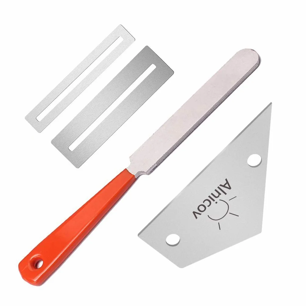 Alnicov Zestaw narzędzi do naprawy gitary Luthier Tool Kit – stal szlachetna gitara fret + fret rocker level + osłona gryfu