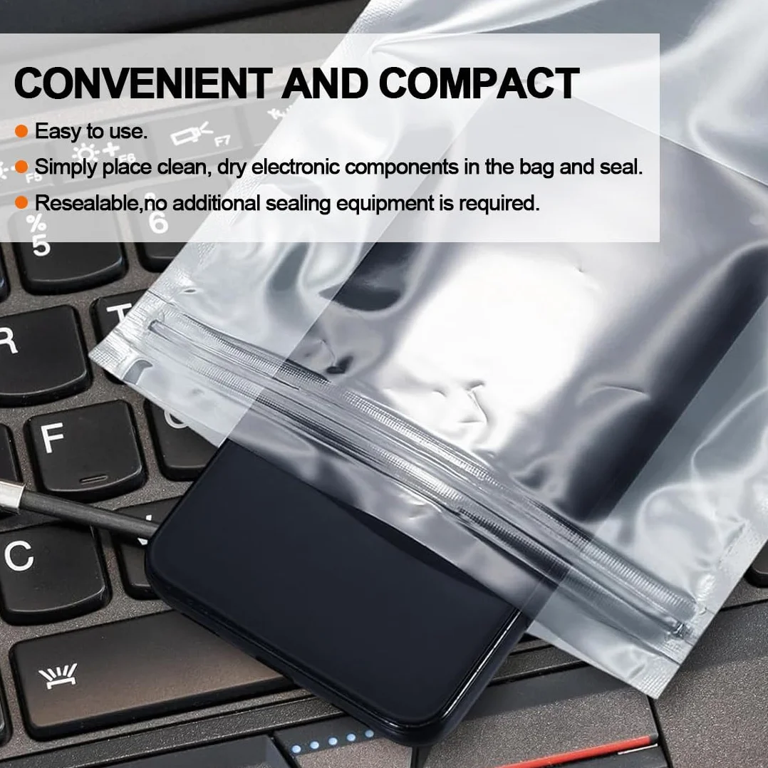 50 sztuk Resealable Antistatic ESD Shielding Bags for PC Accessories and Sensitive Electronic Components