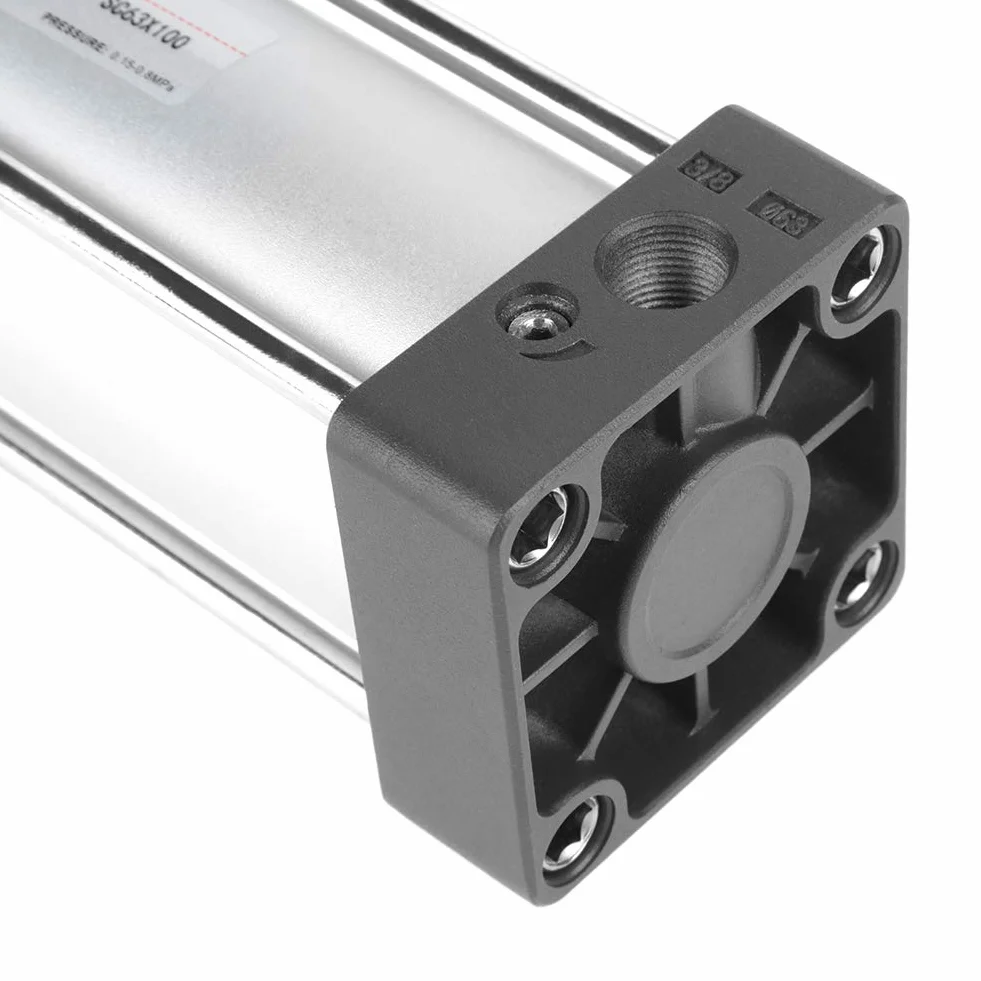 Pneumatyczny siłownik pneumatyczny ze stopu aluminium 100mm skok 63mm otwór przykręcany tłoczysko pneumatyczny siłownik pneumatyczny podwójnego działania 0,1-1,0 MPa
