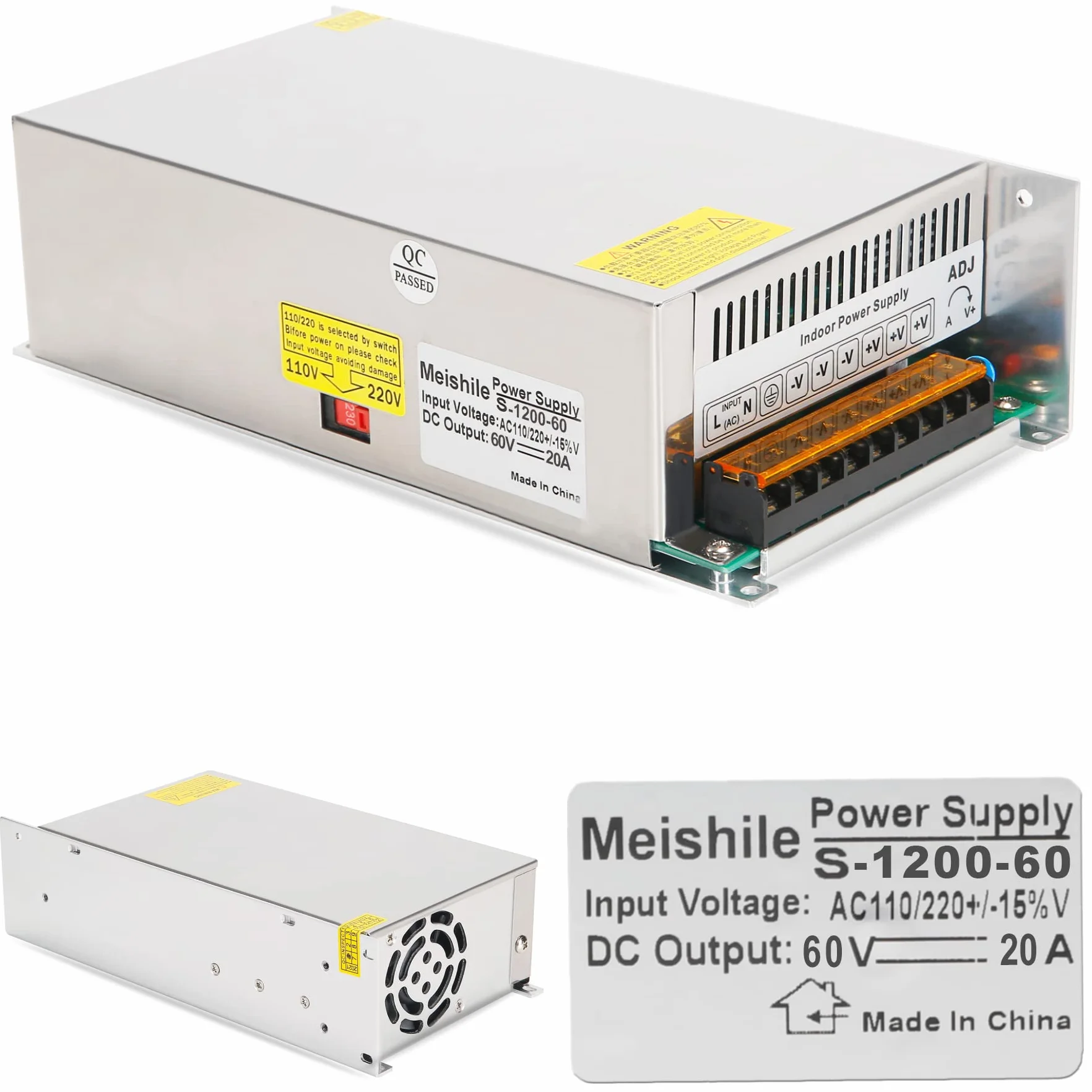 60V 20A 1200W LED Zasilacz sieciowy Przemysłowe zasilanie sieciowe transformator CCTV 220V AC-DC60V Zasilanie 1200W