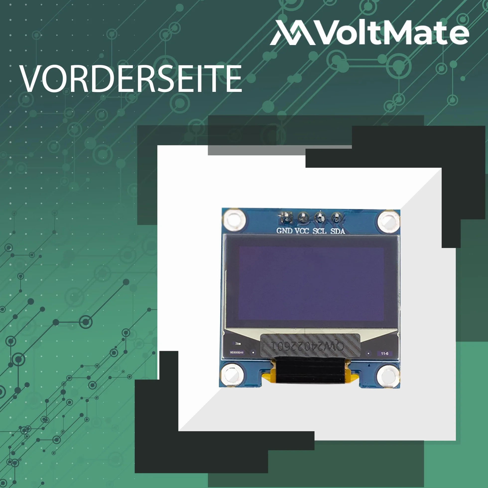 VoltMate 1 x wyświetlacz OLED o przekątnej 0,96 cala i interfejsem I2C – korzystanie z chipa SSD-1306 o rozdzielczości 128 x 64 pikseli dla wyraźnego obrazu w białej czcionce – kompatybilny z