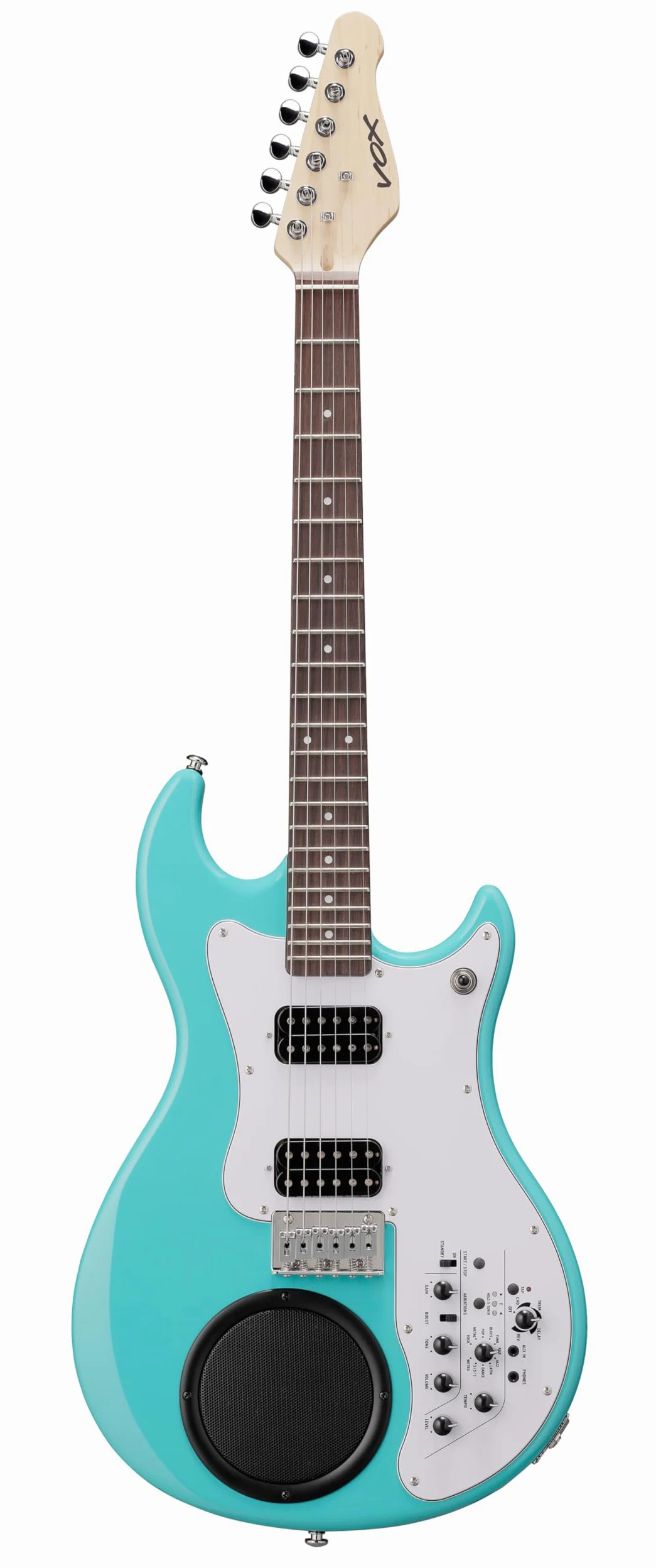 Vox APC-2 gitara elektryczna ze zintegrowanym wzmacniaczem i głośnikiem, maszyna do efektów i rytmu - Aqua Green