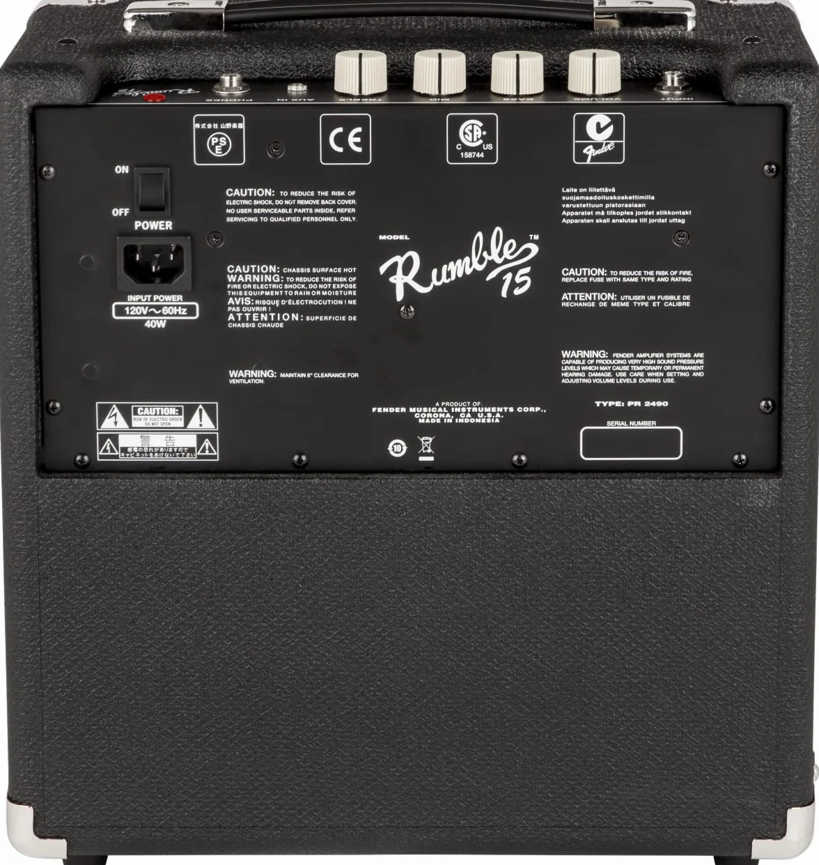 Fender Rumble 15 V3 Bass Amplifier Combo - 15W
