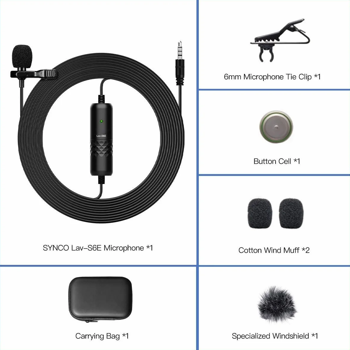 Moman 6 m mikrofon lavalier, lav-S6E, mikrofon z klipsem, wielokierunkowy, pojemnościowy, mini klips z kablem do kamery DSLR, telefonu komórkowego/laptopa/komputera, wywiadów, wideokonferencji,