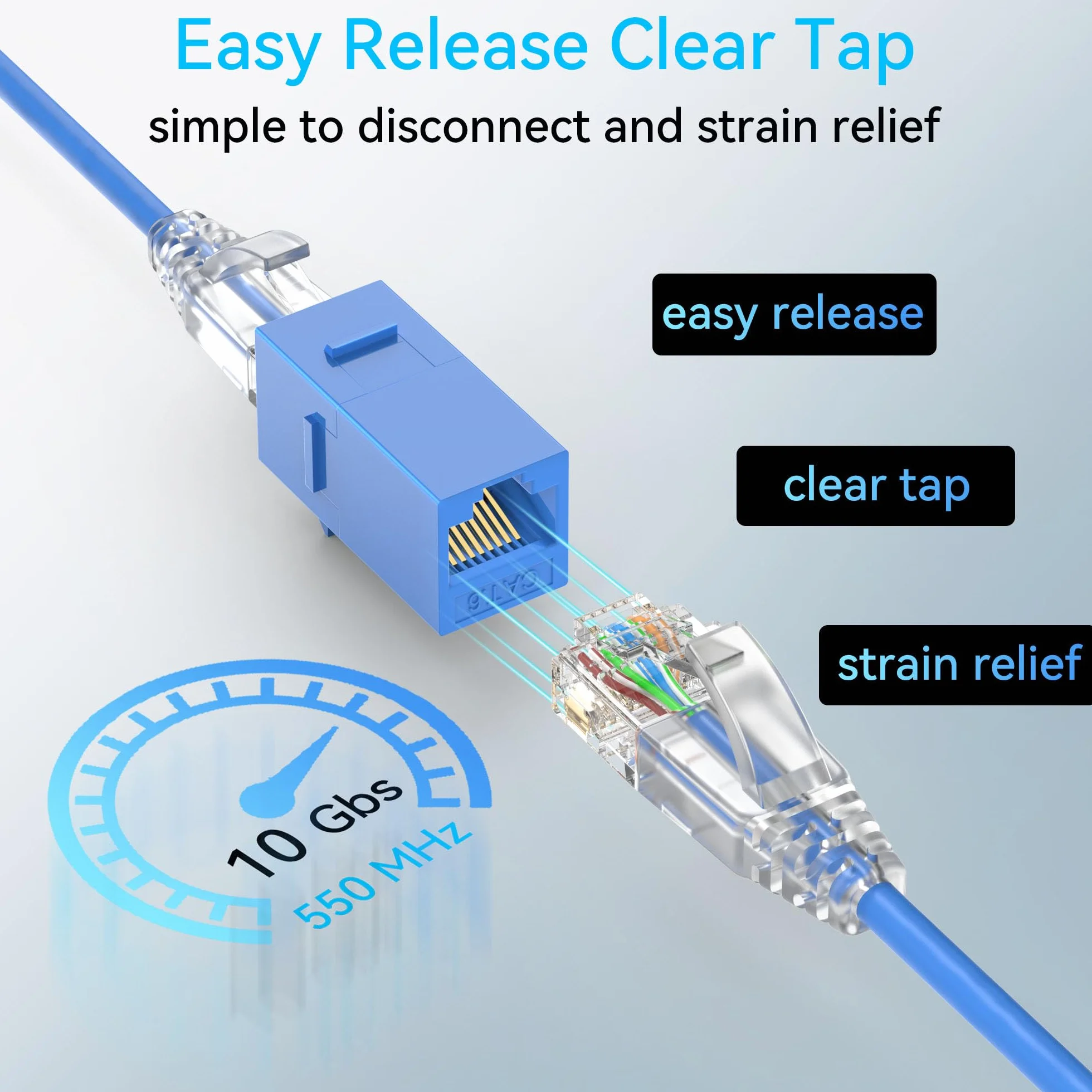 Sokqovt Cat6a Slim Ethernet kabel krosowy 0,3 m, elastyczny, 10G, 550 MHz, 28AWG, czysta miedź do szafki sieciowej, kat. 6, niebieski
