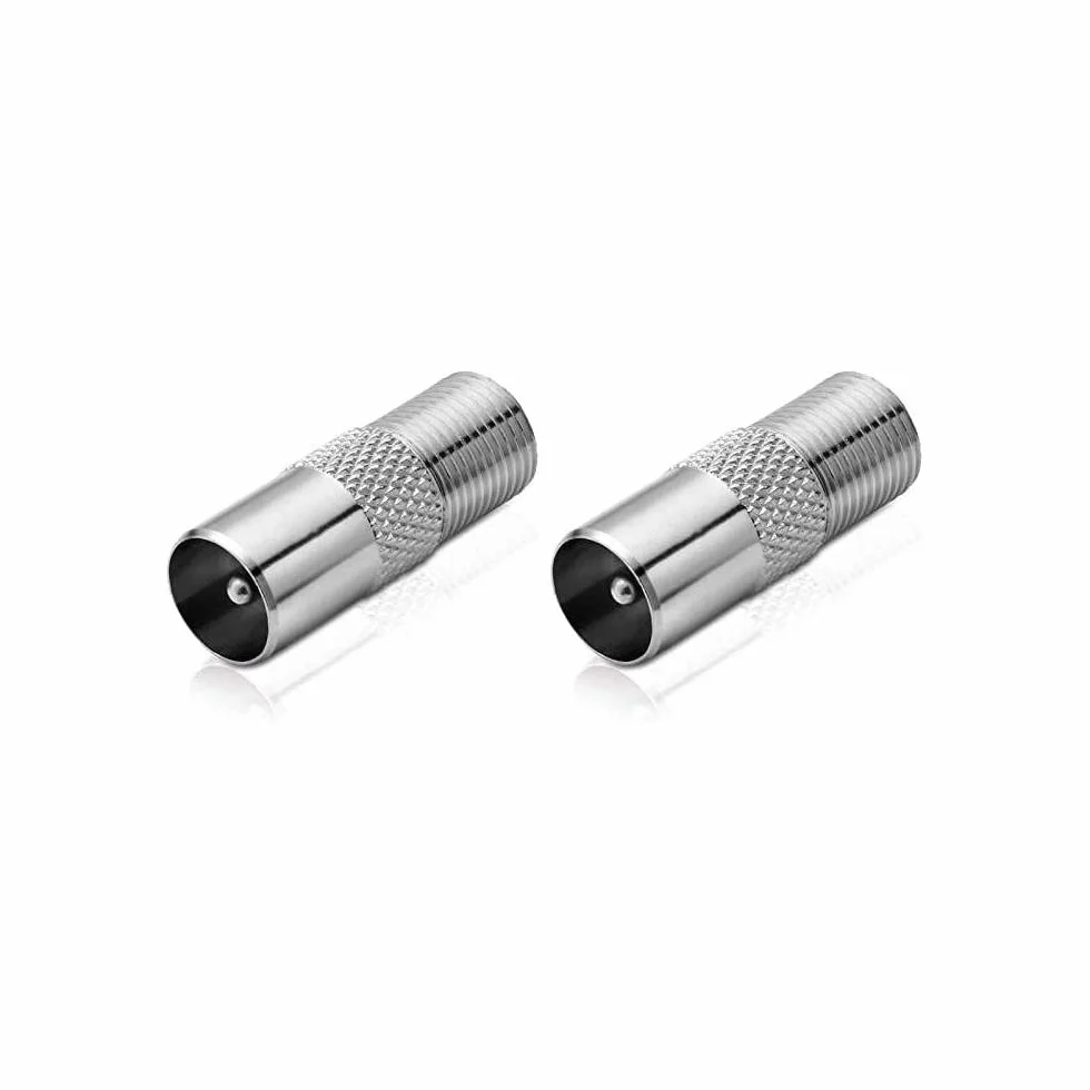 conecto Adapter antenowy, gniazdo F na wtyczkę koncentryczną IEC, adapter do podłączenia złączy IEC z złączami satelitarnymi, zestaw 2 szt