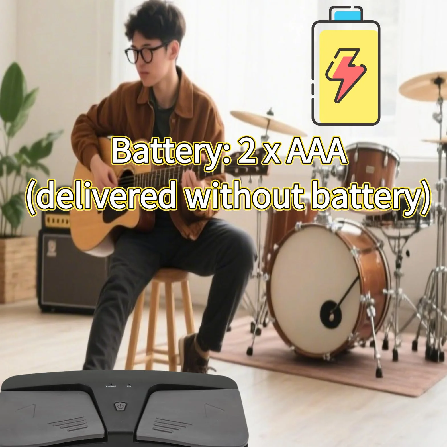 Page Turner Pedal dla tabletów, bezprzewodowy pedał muzyczny Page Turner dla IOS, dla Android, zasilany bateryjnie przełącznik nożny Bluetooth Page Turner Pedal Bezprzewodowy Page
