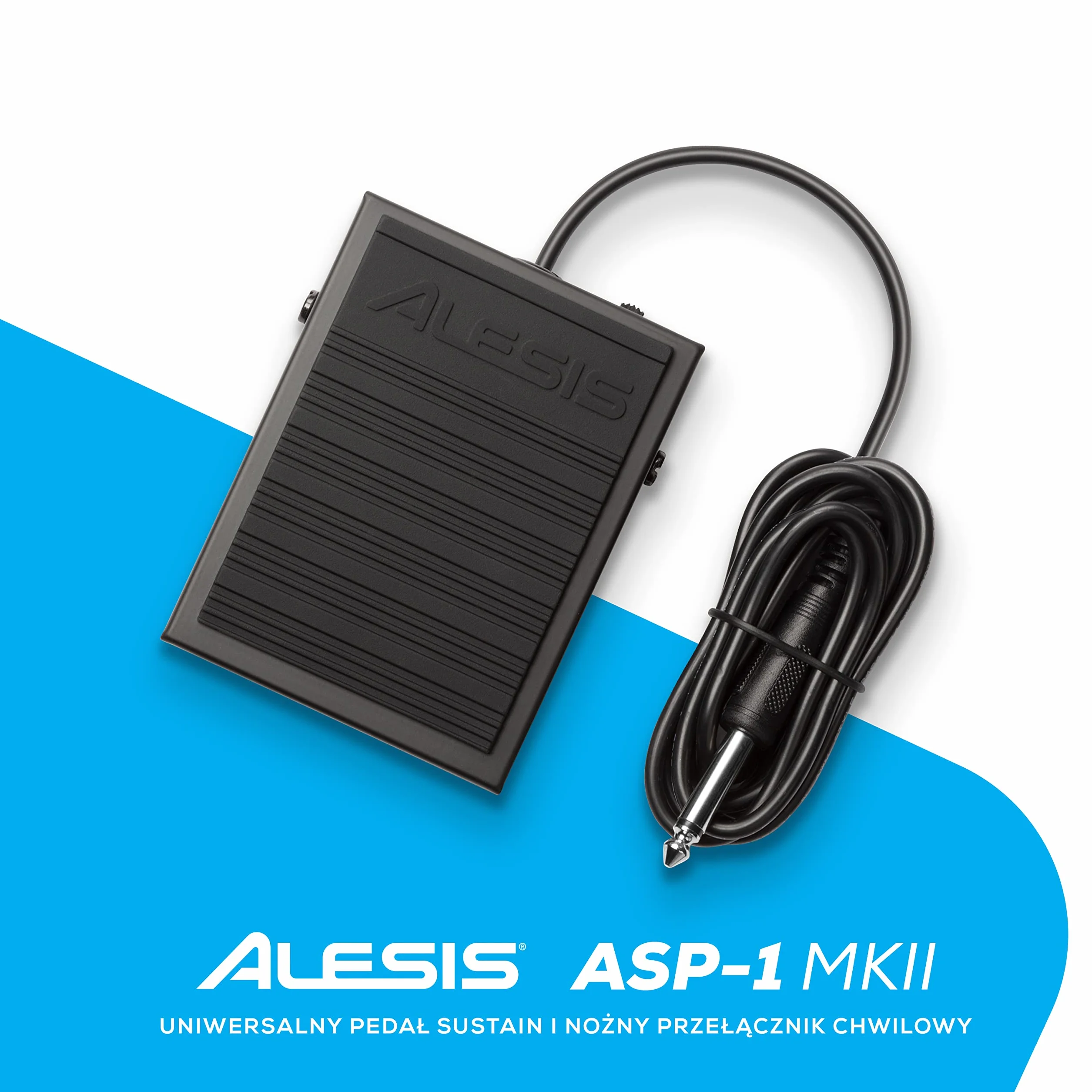 Alesis ASP-1 Uniwersalny Pedał Sustain MKII i Nożny Przełącznik Chwilowy z Kablem 1.5 m i Antypoślizgową Podstawą