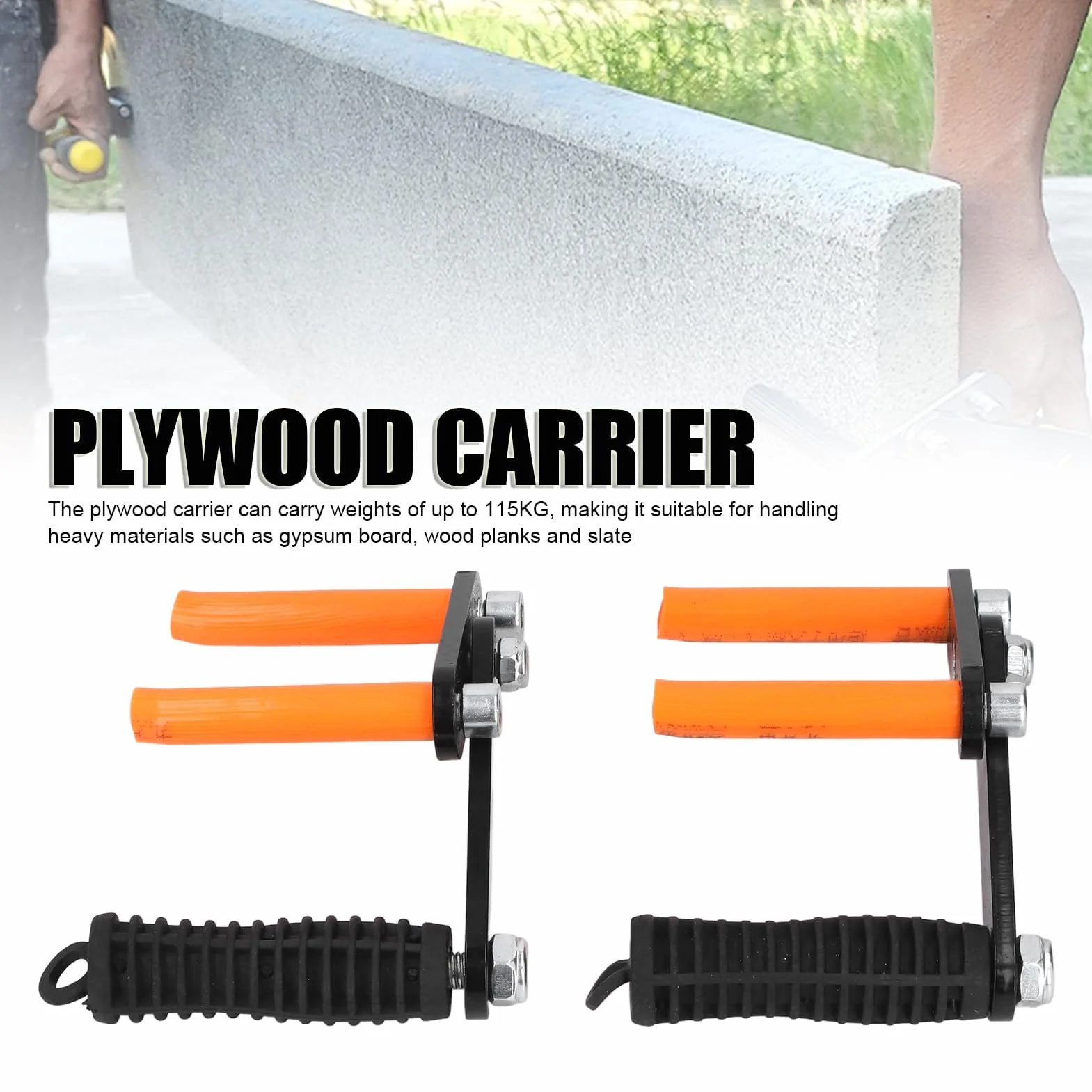 Walfront 2PCS 115 Kg Sklejki Uchwyt Panelu Przenoszenia Obciążenia, Ergonomiczny Projekt, Otwór 53 Mm, z Dwoma Skoordynowanymi Zaciskami do Podnoszenia Dużych Płyt