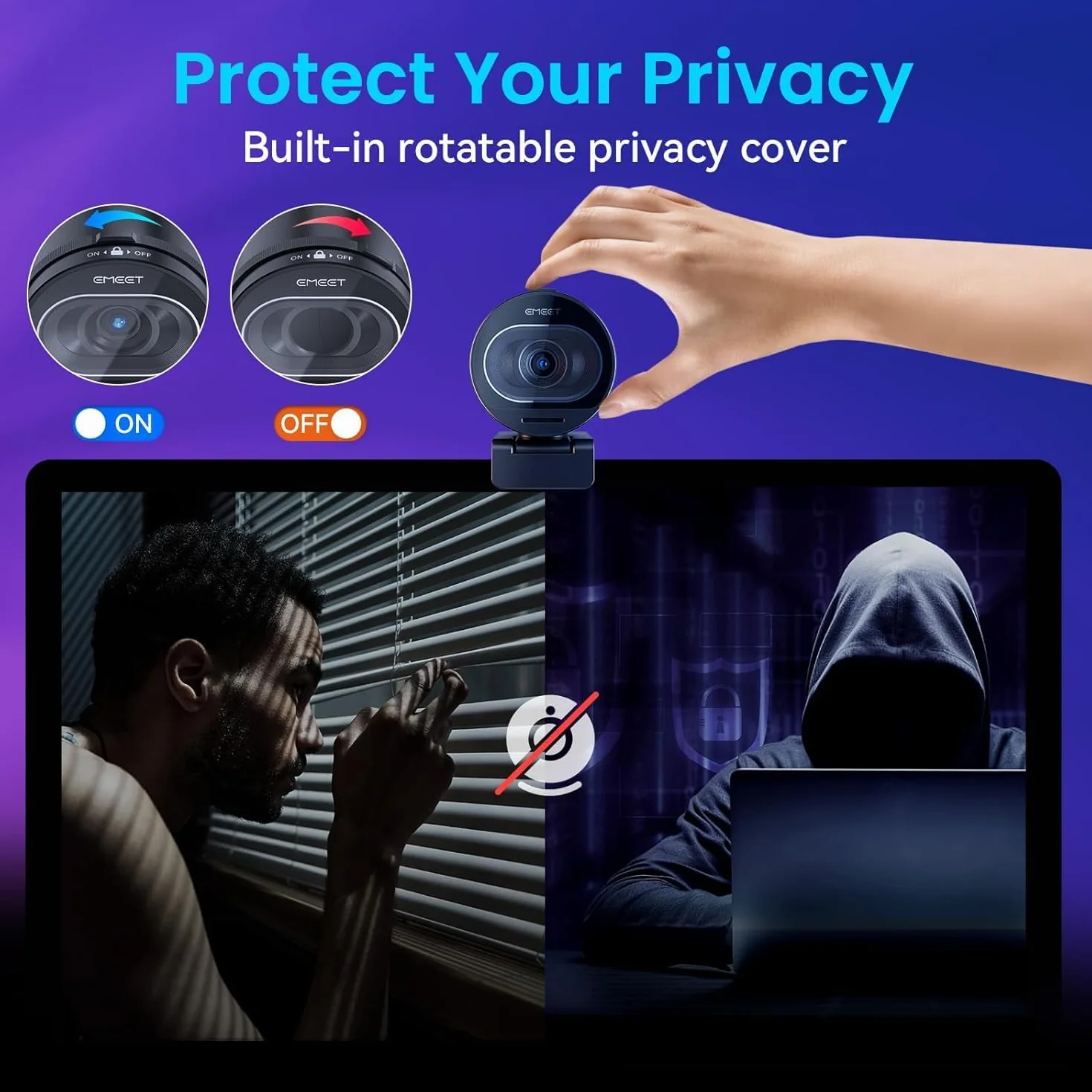 EMEET Kamera internetowa 4K S600, 1080p kamera internetowa do komputera z mikrofonem, PDAF autofokus, korekcja światła, pole widzenia 73°, ochrona danych, Plug & Play, kamera internetowa z mikrofonem
