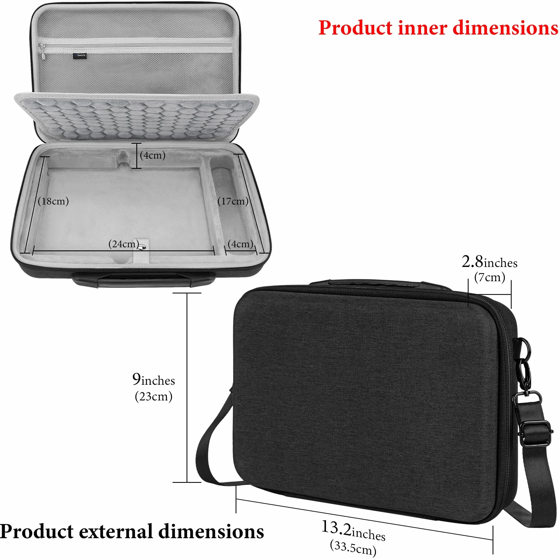 Geekria Hard Shell Travel Carry Case, Torba na Bęben Kompatybilna z Teenage Engineering EP-133 K.O. II, EP-1320 Medieval Sampler (ciemnoszary)