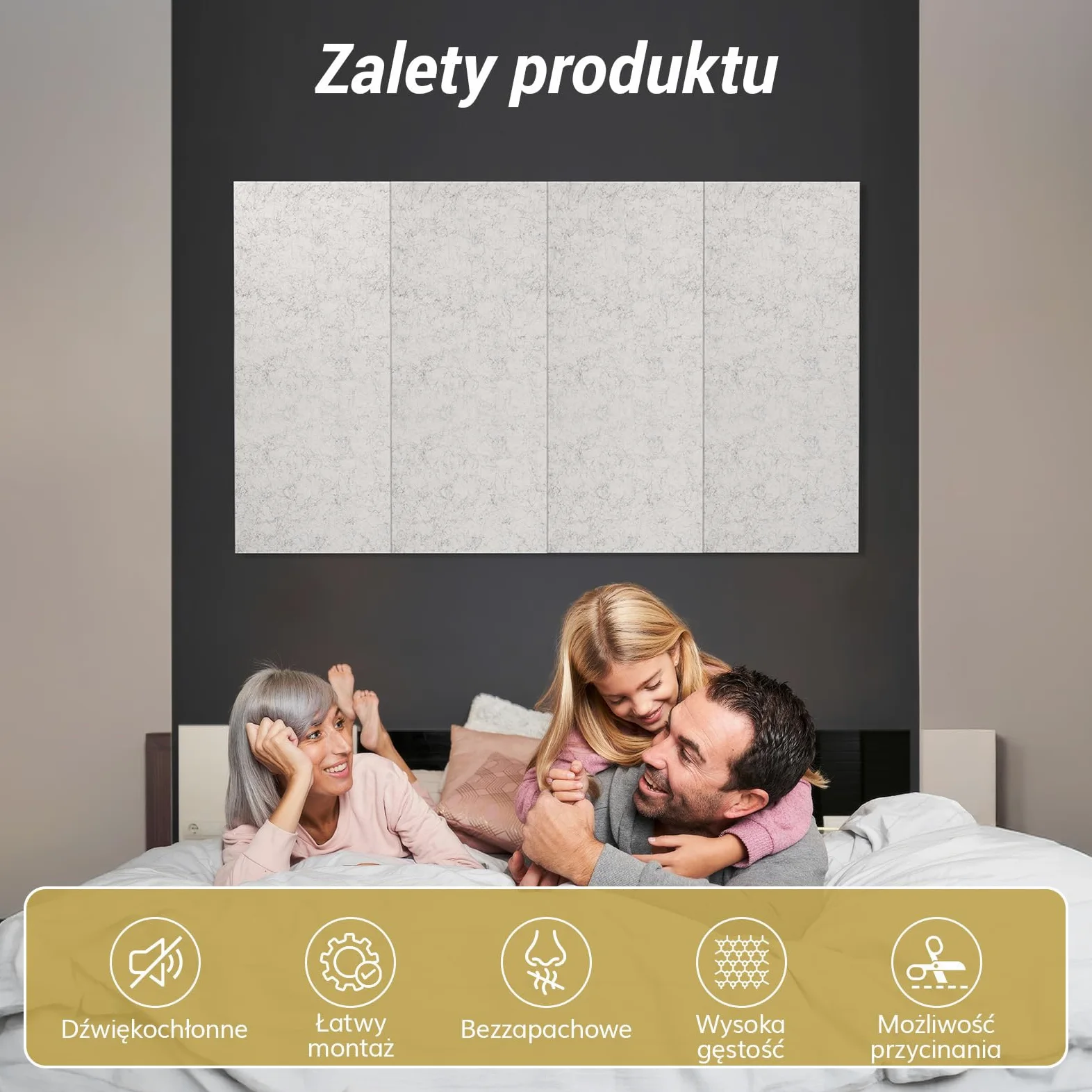 TONOR Duże Panele Akustyczne, Samoprzylepne, 112 X 55 Cm, Płyty Akustyczne Do Okładzin Ściennych, Do Obróbki Akustycznej I Dekoracji Ścian, Studio, Domu, Biura, 4 Sztuki, Białe