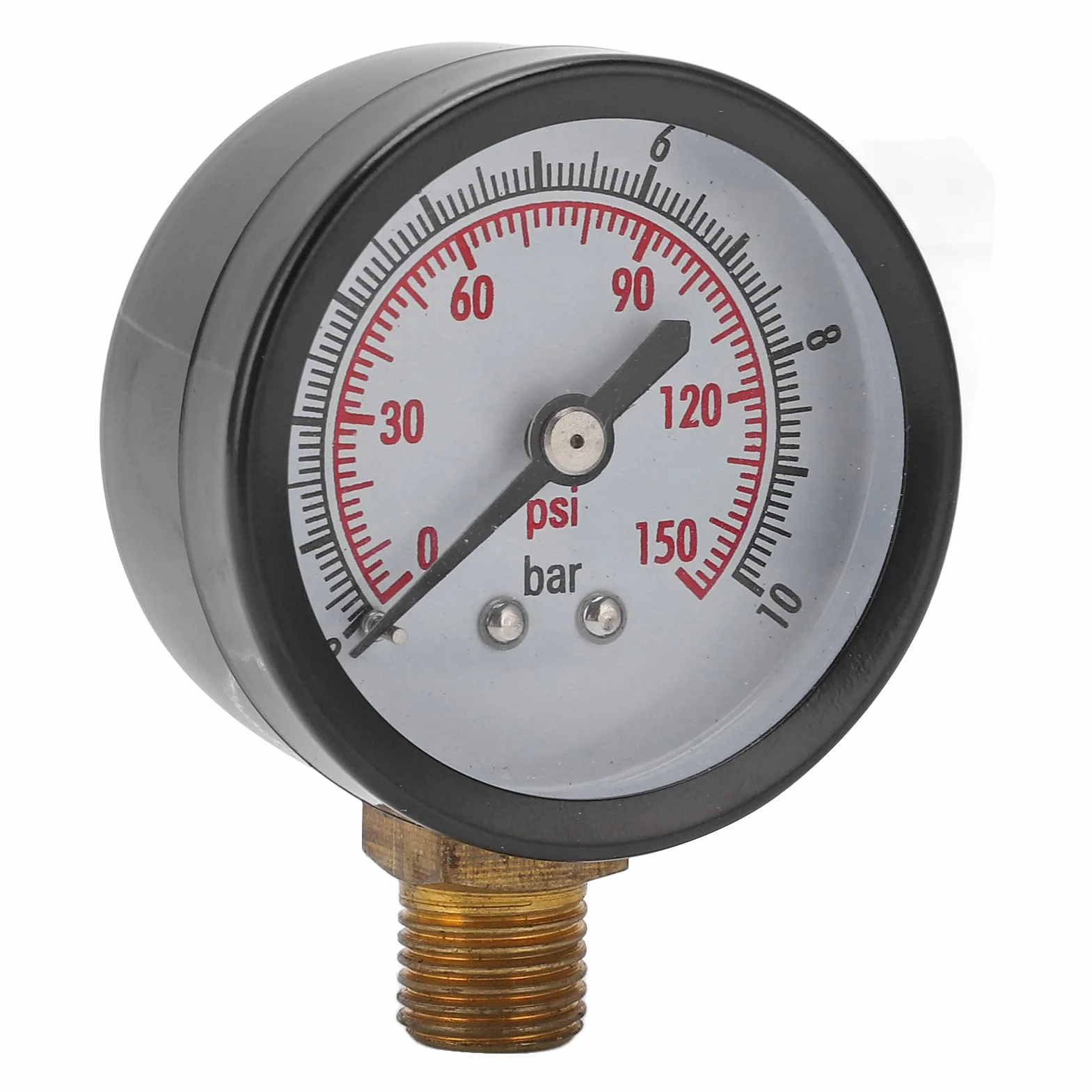 Manometr Cieczy 0-10 Bar 0-150 Psi G1/4 Cal Mosiądz i Stal Stopowa Ciśnieniomierz Pionowy do Monitorowania Cieczy Przemysłowych
