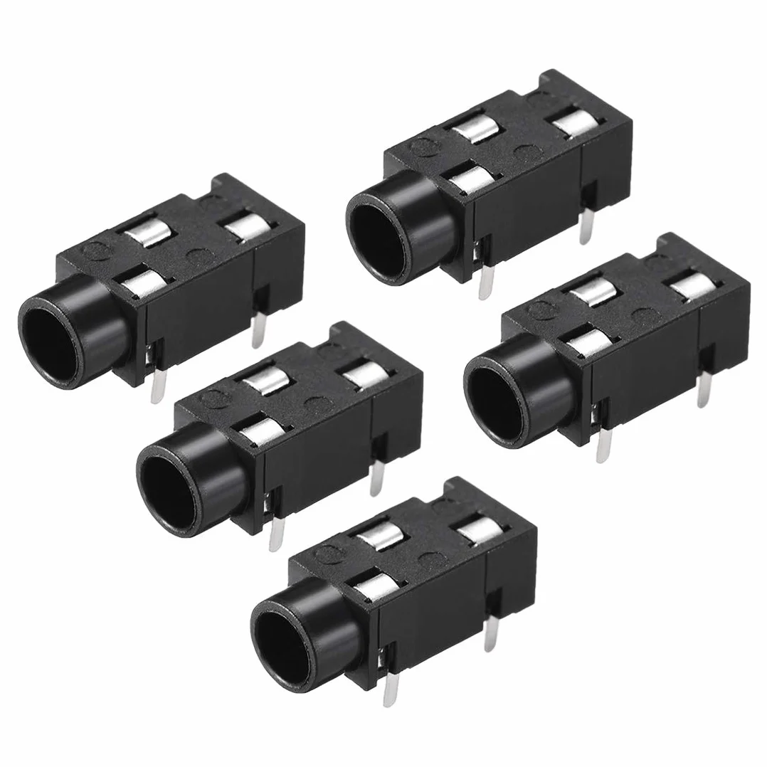 sourcing map Złącze jack audio 3,5 mm mocowanie PCB żeńskie gniazdo 3-pinowe PJ-320 5 szt