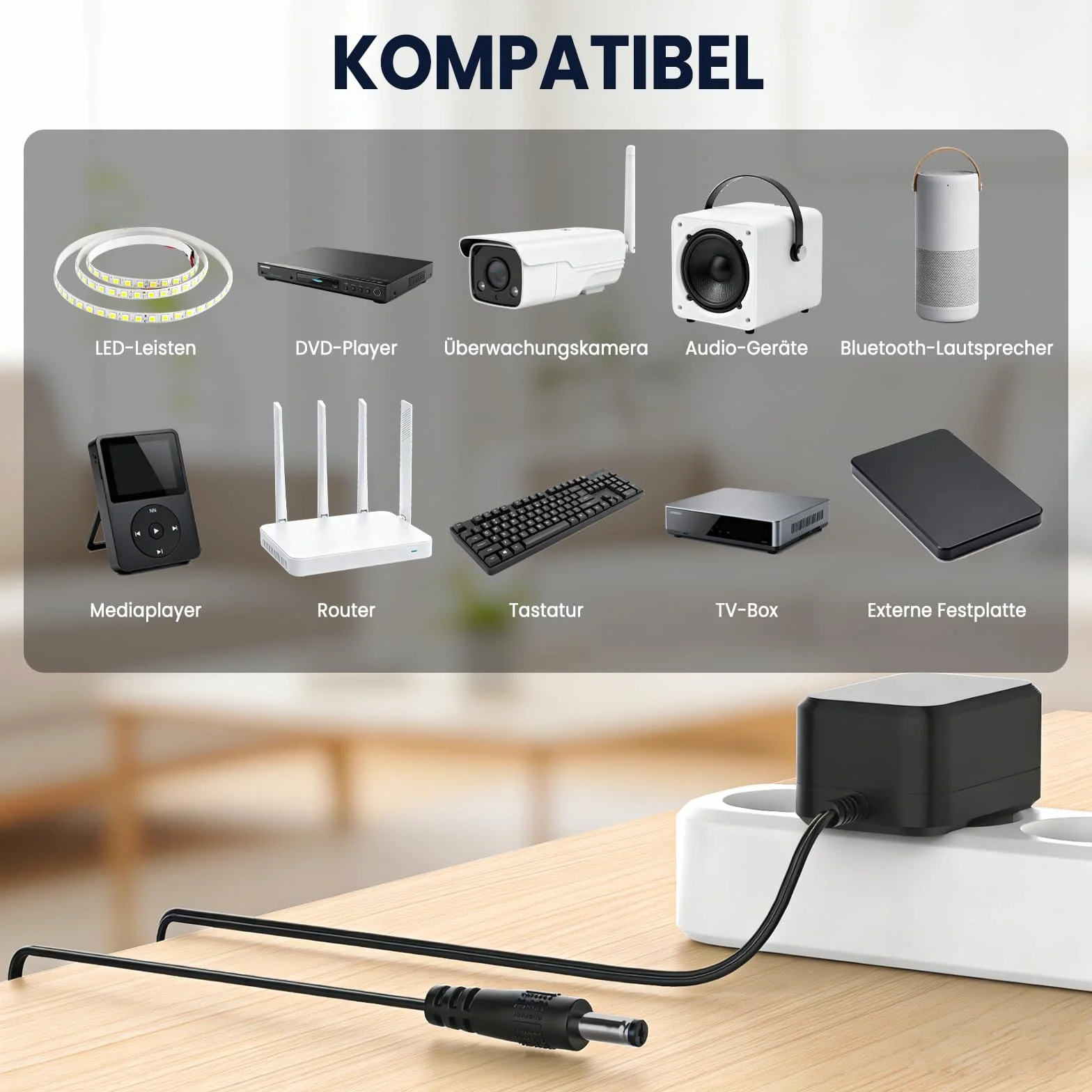 12 V zasilacz sieciowy 2 A AC adapter 200-240 V do DC 12 V 500 mA 1000 mA 1500 mA 2000 mA wtyczka 5,5 x 2,1 mm z 8 wtyczkami DC transformator uniwersalny do oświetlenia LED, zewnętrznego dysku