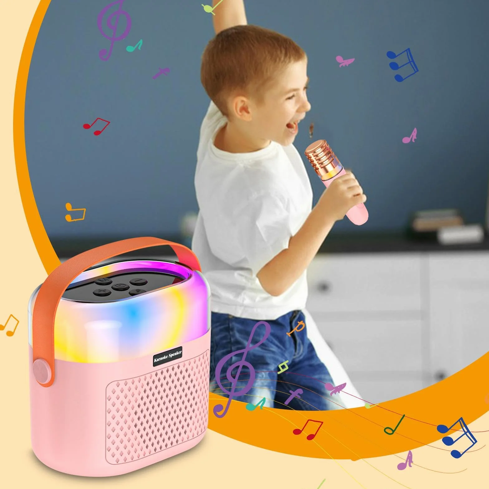 Przeno? maszyna do karaoke, karaoke dla dzieci - 1200mAh ?piewaj?ca maszyna do karaoke dla dzieci | 2 mikrofony bezprzewodowe, g?o?nik do karaoke, domowy system karaoke ?wi?teczne Halloween