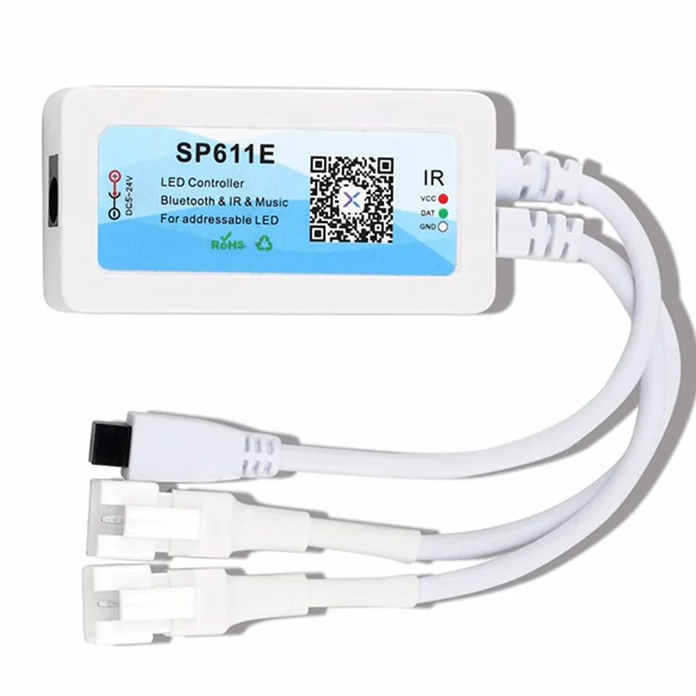 SP611E WS2812B WS2811 Bluetooth muzyczny kontroler taśmy LED IR38 klawisze zdalna aplikacja do adresowalnego oświetlenia LED DC5V-24V
