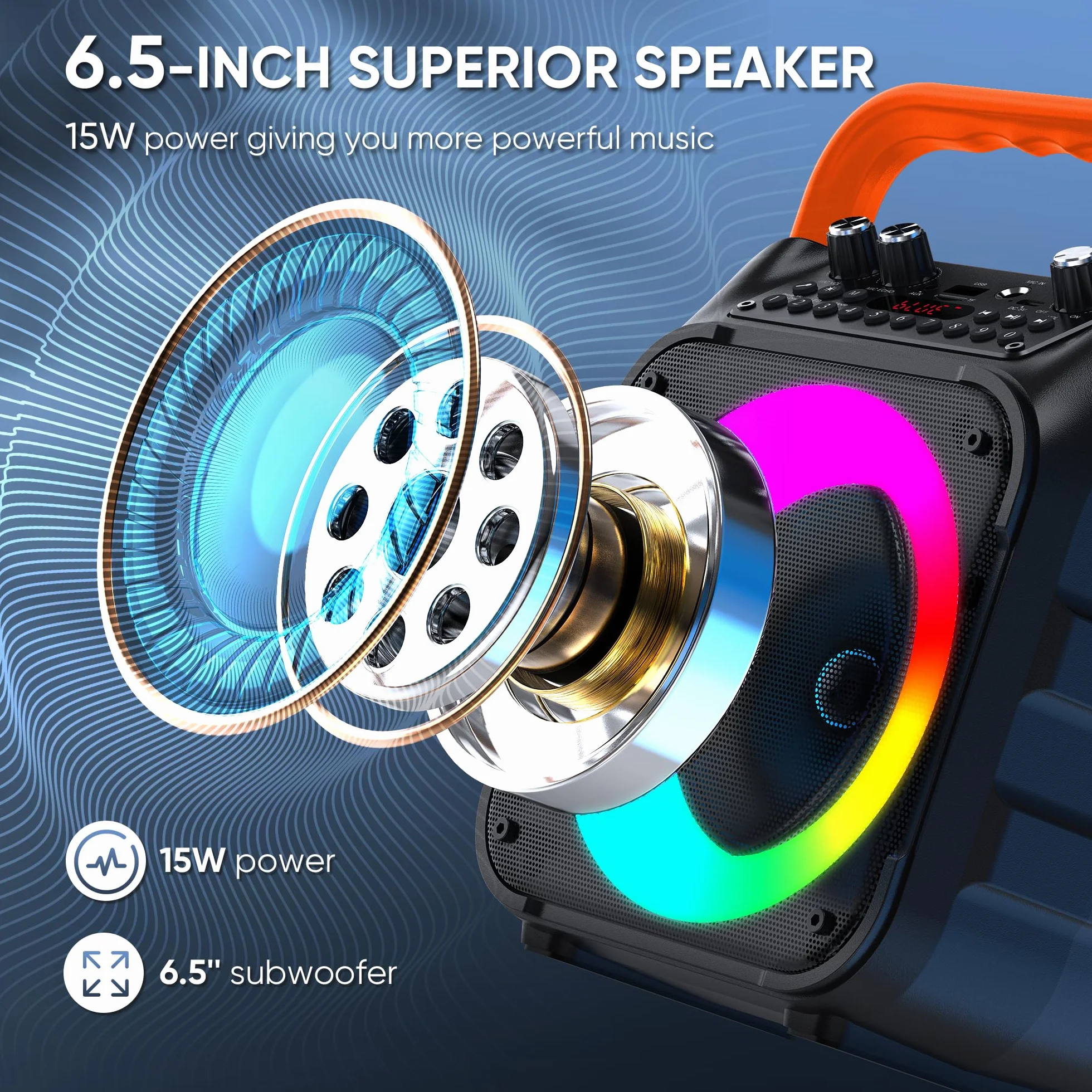 Maszyna do karaoke z dwoma mikrofonami bezprzewodowymi, przenośna maszyna do karaoke dla dorosłych i dzieci, przenośny głośnik Bluetooth z systemem PA, światła LED, obsługuje karty TF/USB, wejście