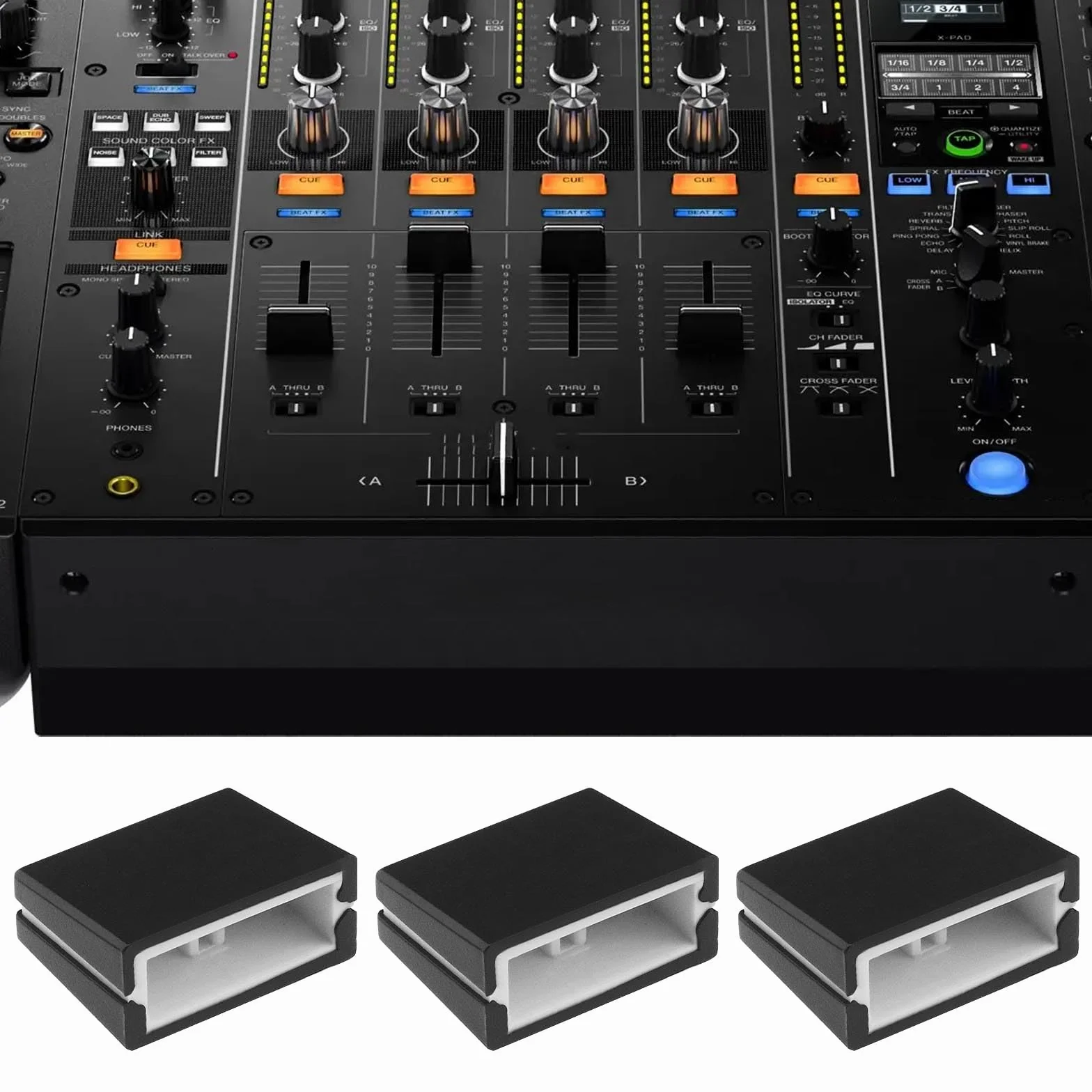 The Lord of the Tools 10 szt. Fader Cap Fader Gałka Suwak Konsola Mieszająca Korektor Fader Cap Kompatybilny z Pioneer DJM350 400 500 700 750 800 850, czarno-biały