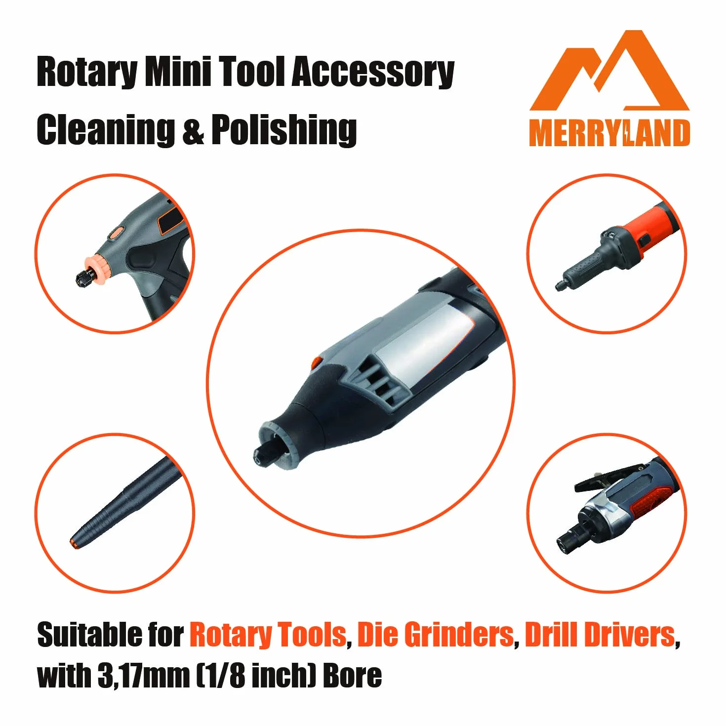Merryland Filcowa Tarcza Polerska Do Dremel 125szt, Tarcza Polerska 25mm 120szt Element Polerujący 1szt I Trzpień 4szt, Zestaw Akcesoriów Do Narzędzi Obrotowych Elektronarzędzie DIY, RMTA125C1