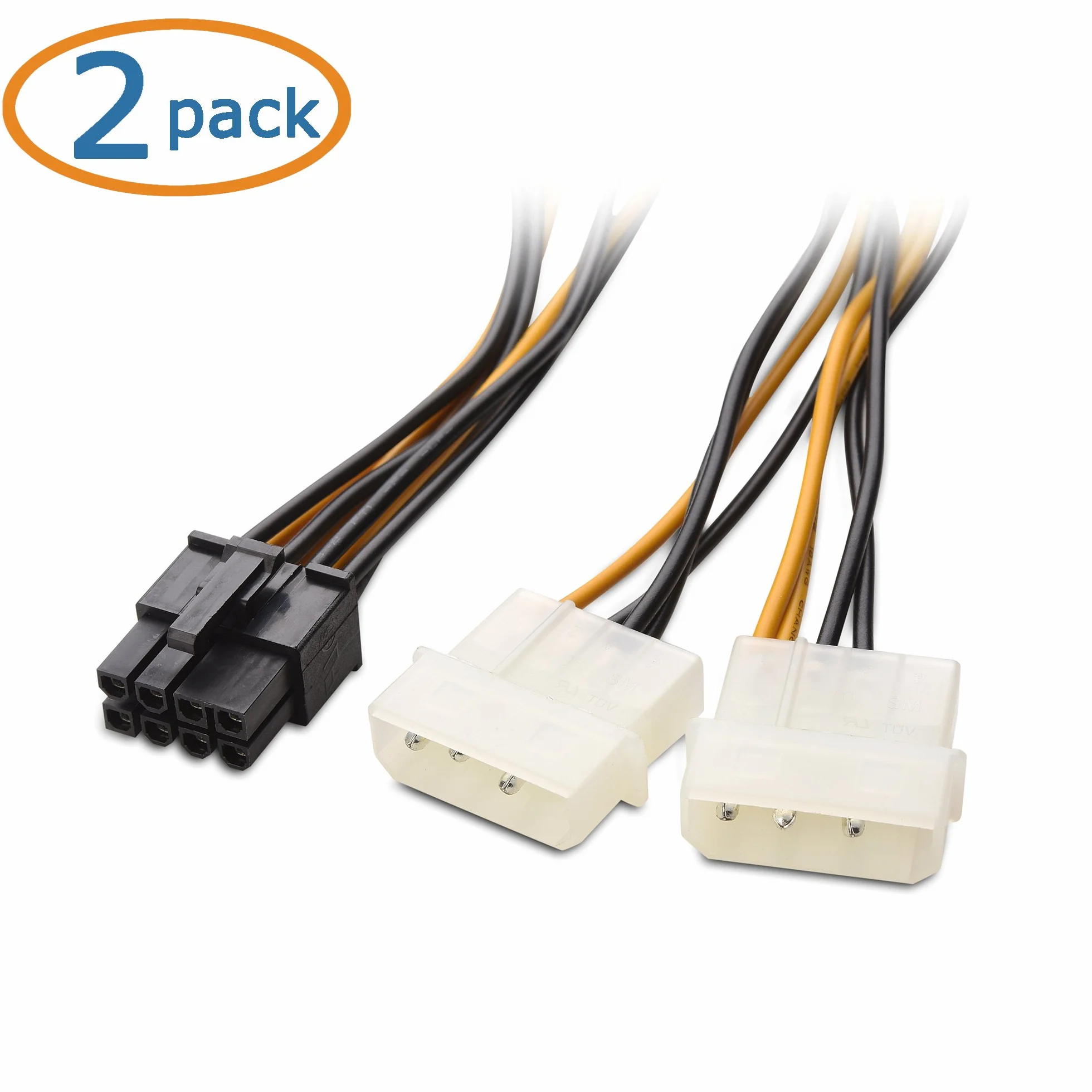 Cable Matters (zestaw 2 szt.) 8-stykowy kabel zasilający PCIe do Molex (2x) - 10 cm