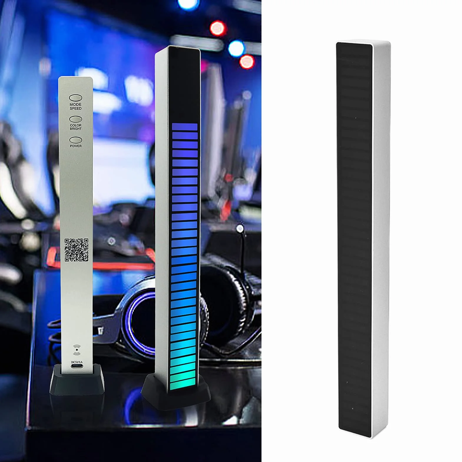 32-bitowy wskaźnik poziomu muzyki pasek aluminiowy kontrola dźwięku głosowego spektrum dźwięku światło rgb wyświetlacz LED rytm impuls kolorowy sygnał(White Shell)