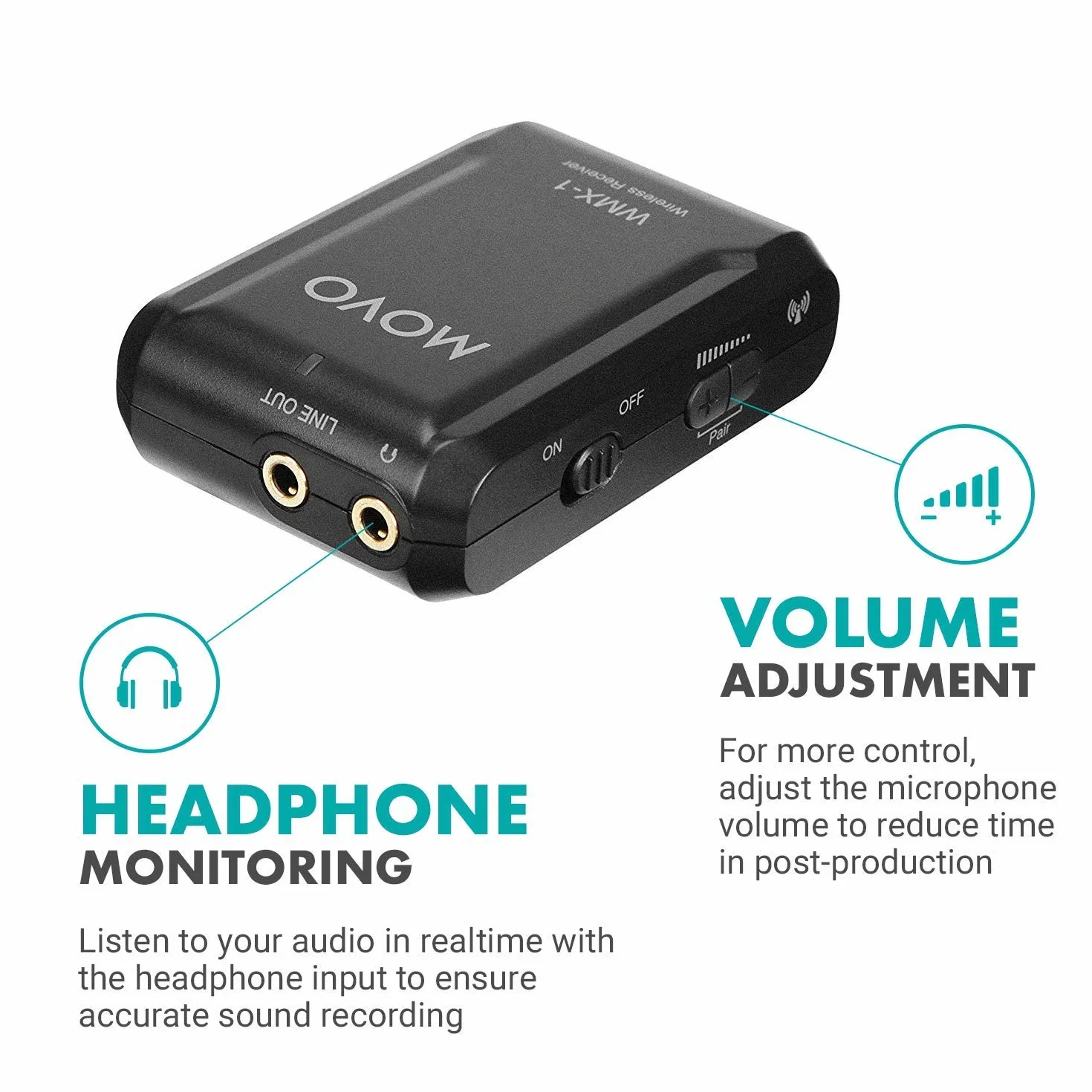 Movo WMX-1-DUO 2,4 GHz podwójny bezprzewodowy system mikrofonu krawatowego kompatybilny z aparatami DSLR, kamerami, iPhone'ami, smartfonami z systemem Android i tabletami (zasięg audio 60 m) – idealny