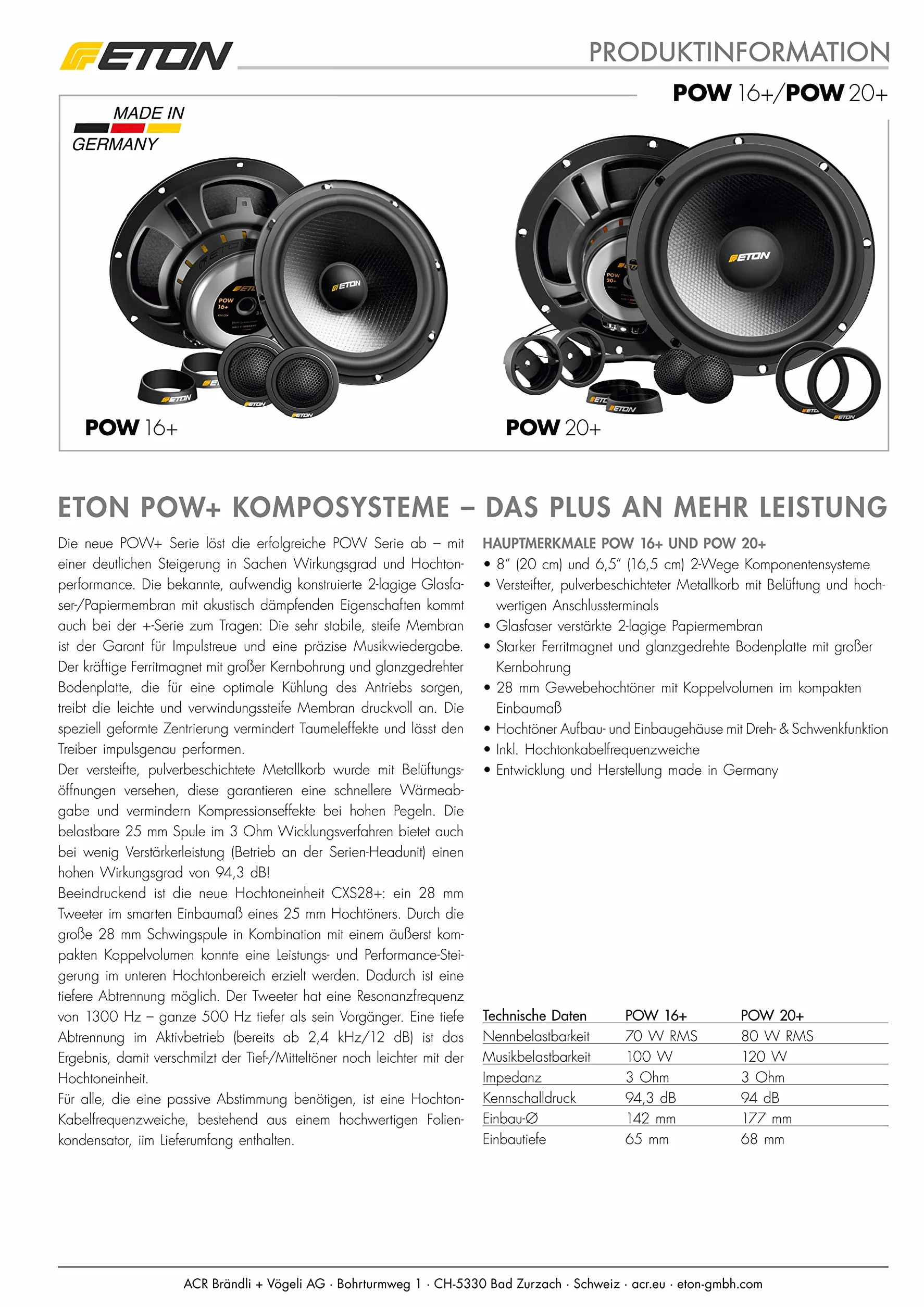Eton POW16+, 16,5 cm, 2-Wege Kompo Lautsprecher System ET-POW16P