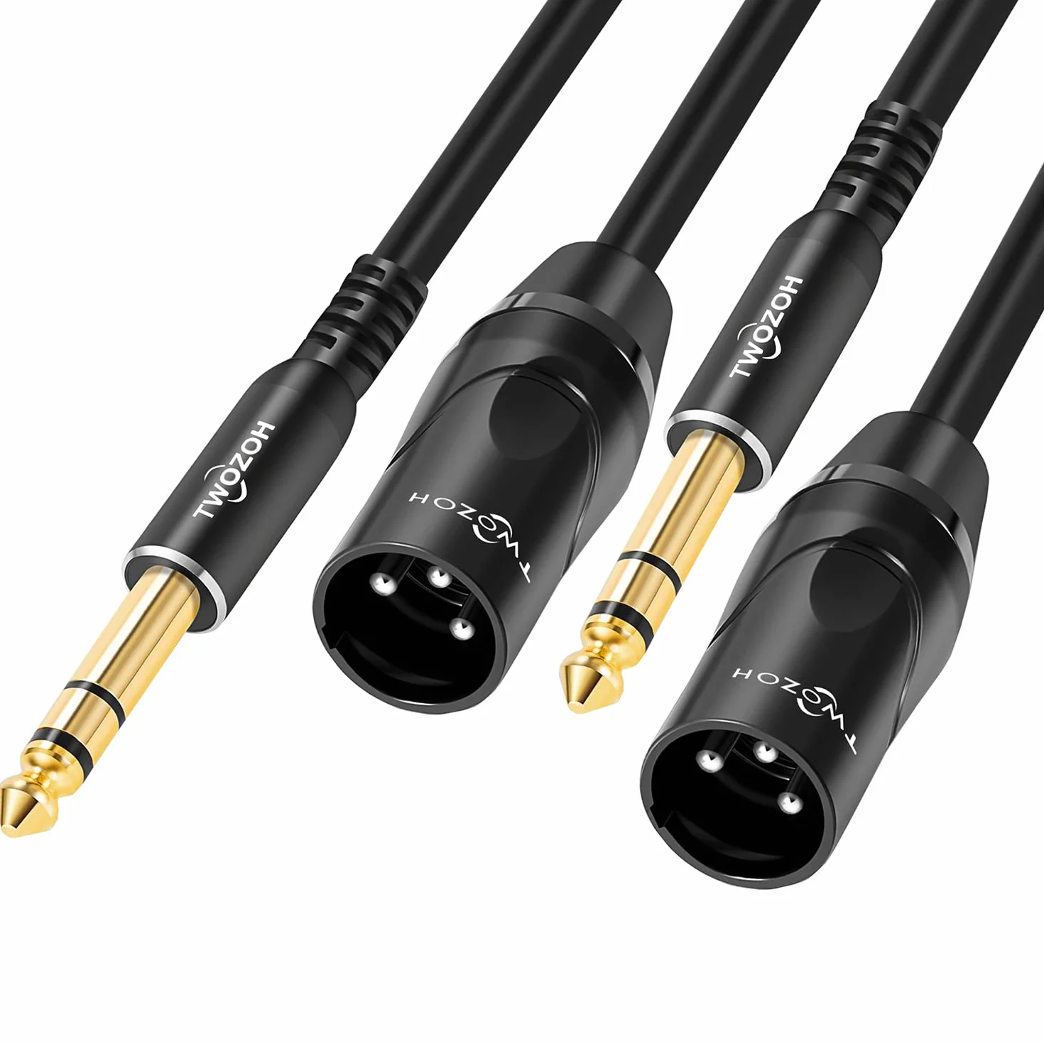 Twozoh XLR męski na 1/4 cala kabel TRS 2 Sztuki, zrównoważona wtyczka 6,35 mm do 3 pinowego XLR męskiego, 1/4 cala do XLR stereo męski na męski kabel gitarowy 3M (Profesional/Hifi)