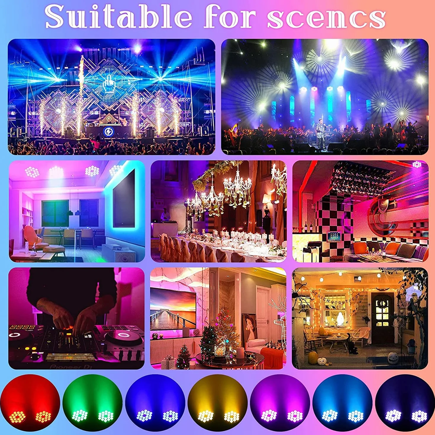LED Par UV reflektor punktowy 200W 18 LED światło sceniczne 8CH RGB DMX dźwięk stroboskopowy