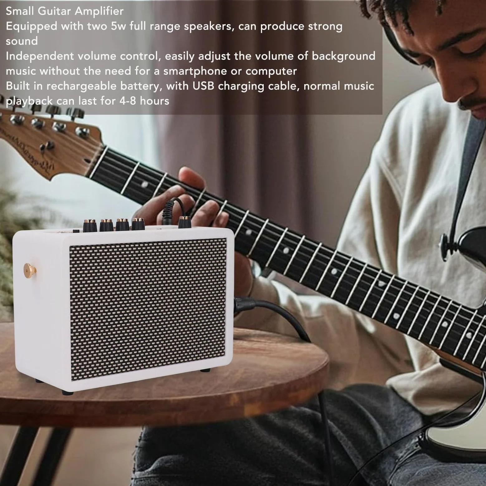 Mały Wzmacniacz Gitarowy, Głośnik do ćwiczeń na Gitarze Elektrycznej o Mocy 10 W z Podwójnym Kanałem Głośnik Gitarowy do Mini Wzmacniacza Gitarowego