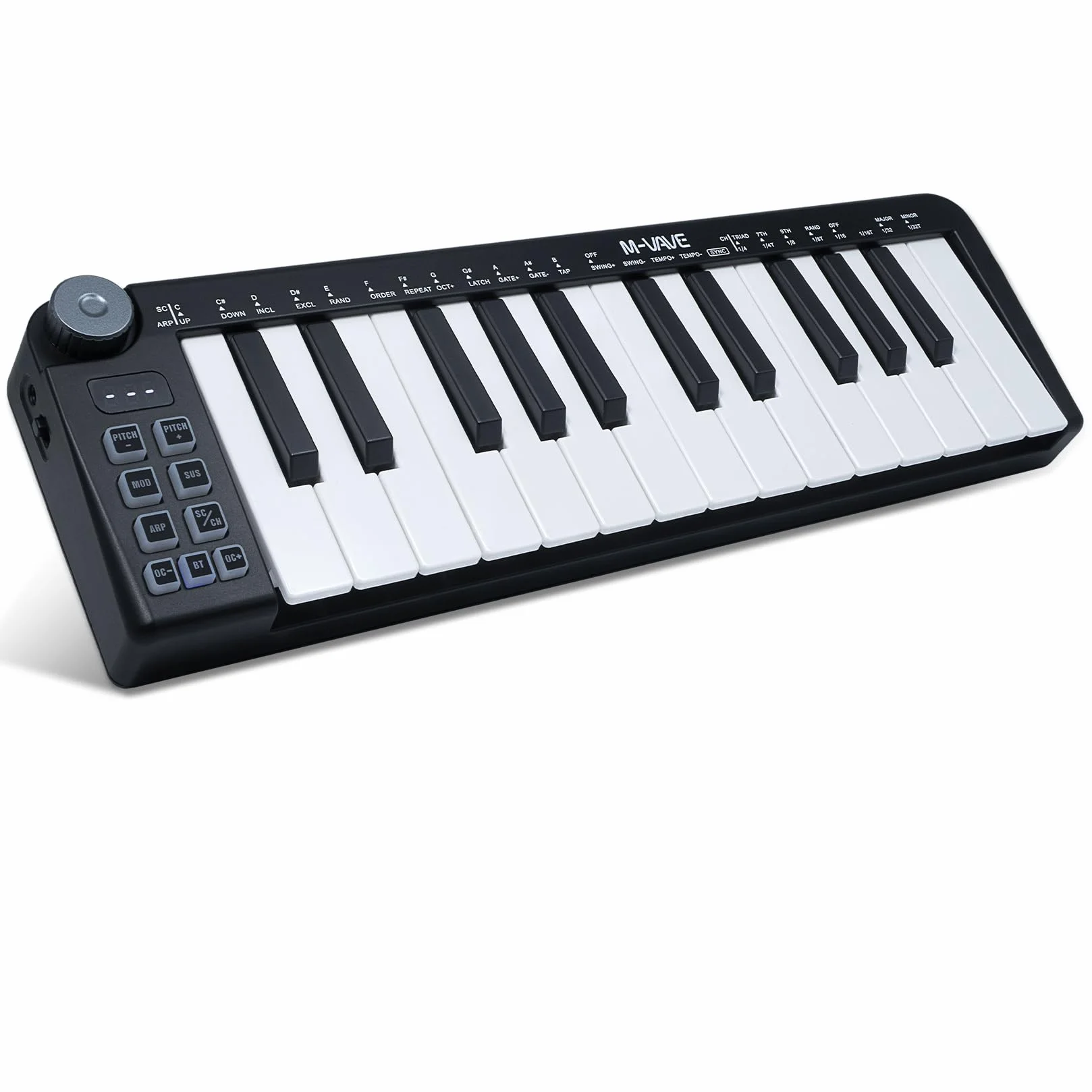 M-VAVE 25-klawiszowa mini klawiatura, klawiatura MIDI, profesjonalny Beat Maker i Keytar do produkcji muzycznej, wbudowana bateria, bezprzewodowe połączenie, czarne, mini bez