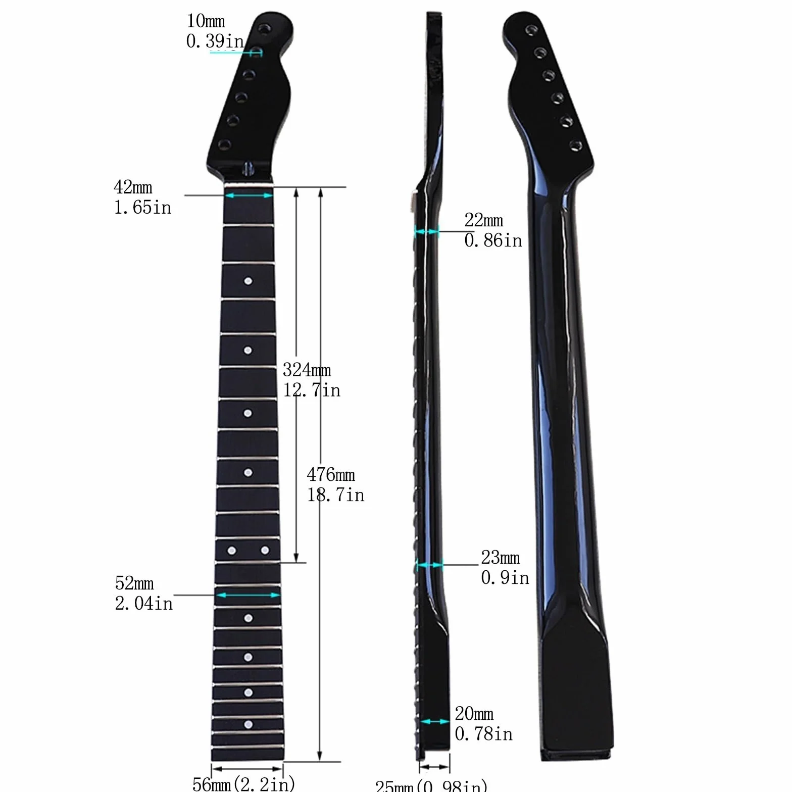 Tl Czarny 22 Progi Gitara Szyja Elektrycznej Klon Palisander Podstrunnica Otwór Z Punktem Dźwiękowym 10mm Szyja Gitarowa Diy Modyfikacja Uchwyt Gitarowy