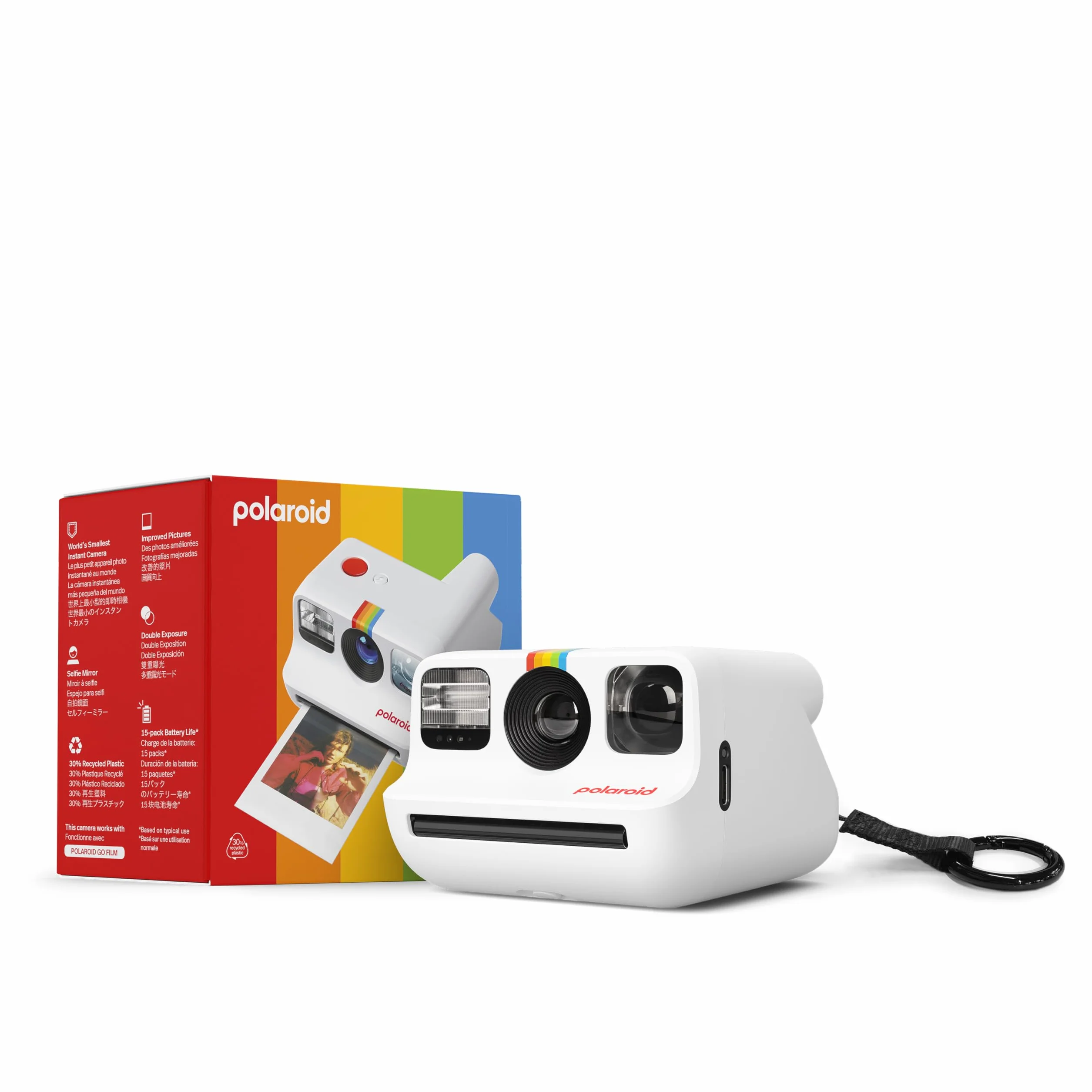 Bundle Polaroid Instant Camera - Go Gen 2 White + Black Clip