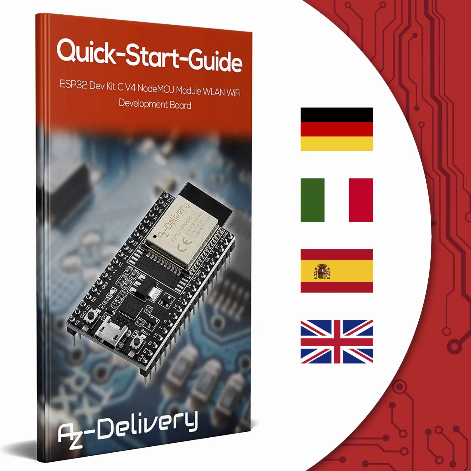AZDelivery 3 x ESP32 Dev Kit C V4 NodeMCU WLAN WiFi Development Board kompatybilny z Arduino w tym e-Book! (Następca modułu ESP32 Dev Kit C)