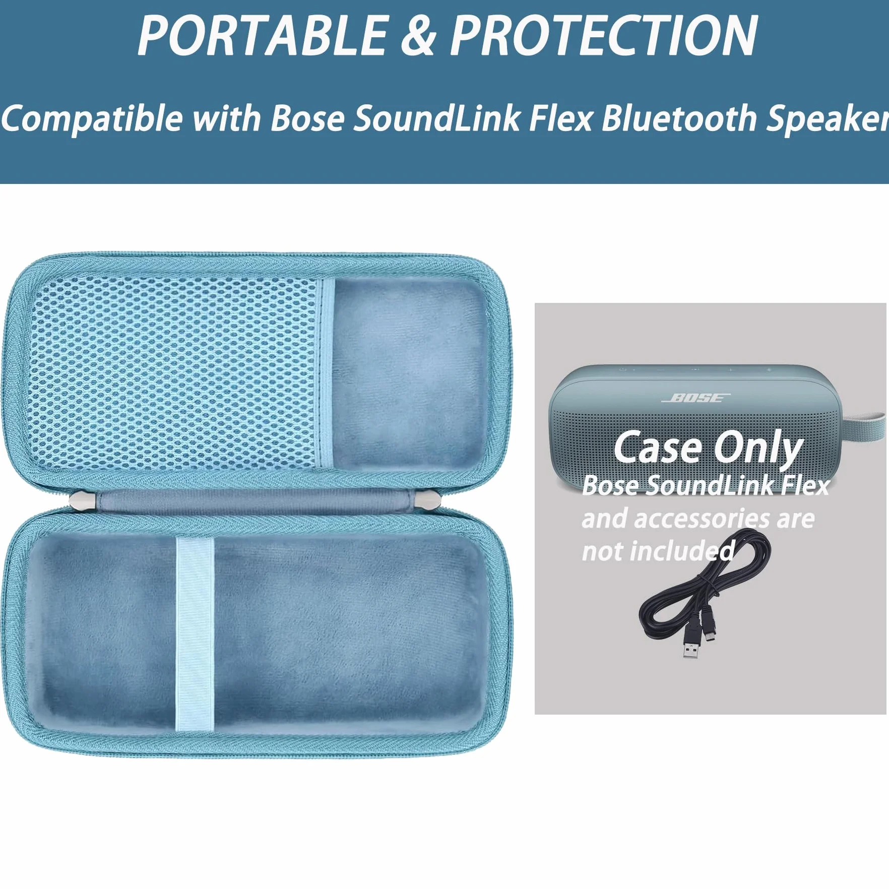 Khanka Twardy futerał kompatybilny z przenośnym głośnikiem Bluetooth Bose SoundLink Flex 2. generacji/Bose SoundLink Flex, kamienny niebieski, tylko etui
