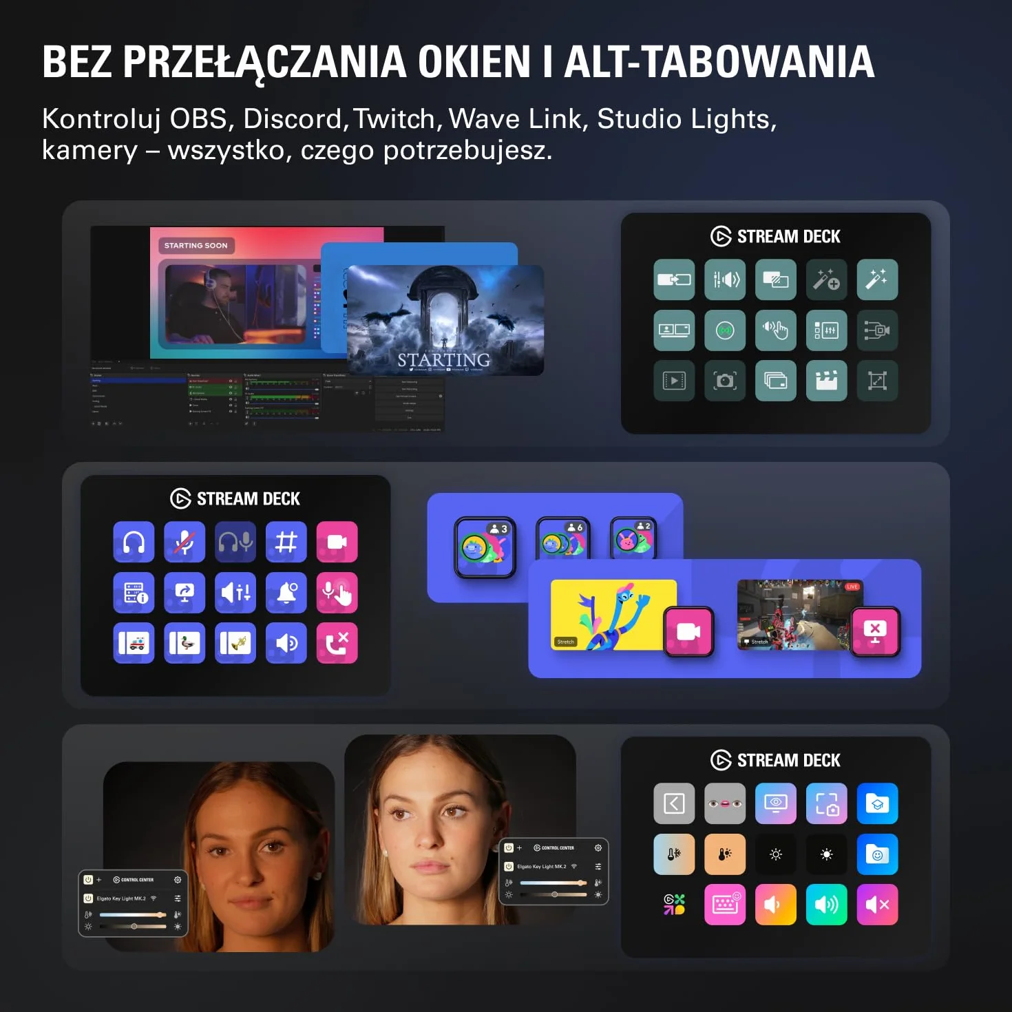 Elgato Stream Deck MK.2 – kontroler do studia, 15 klawiszy makro, wyzwalanie działań w aplikacjach i oprogramowaniu,takim jak OBS, Twitch ​i YouTube, działa z komputerami Mac i PC
