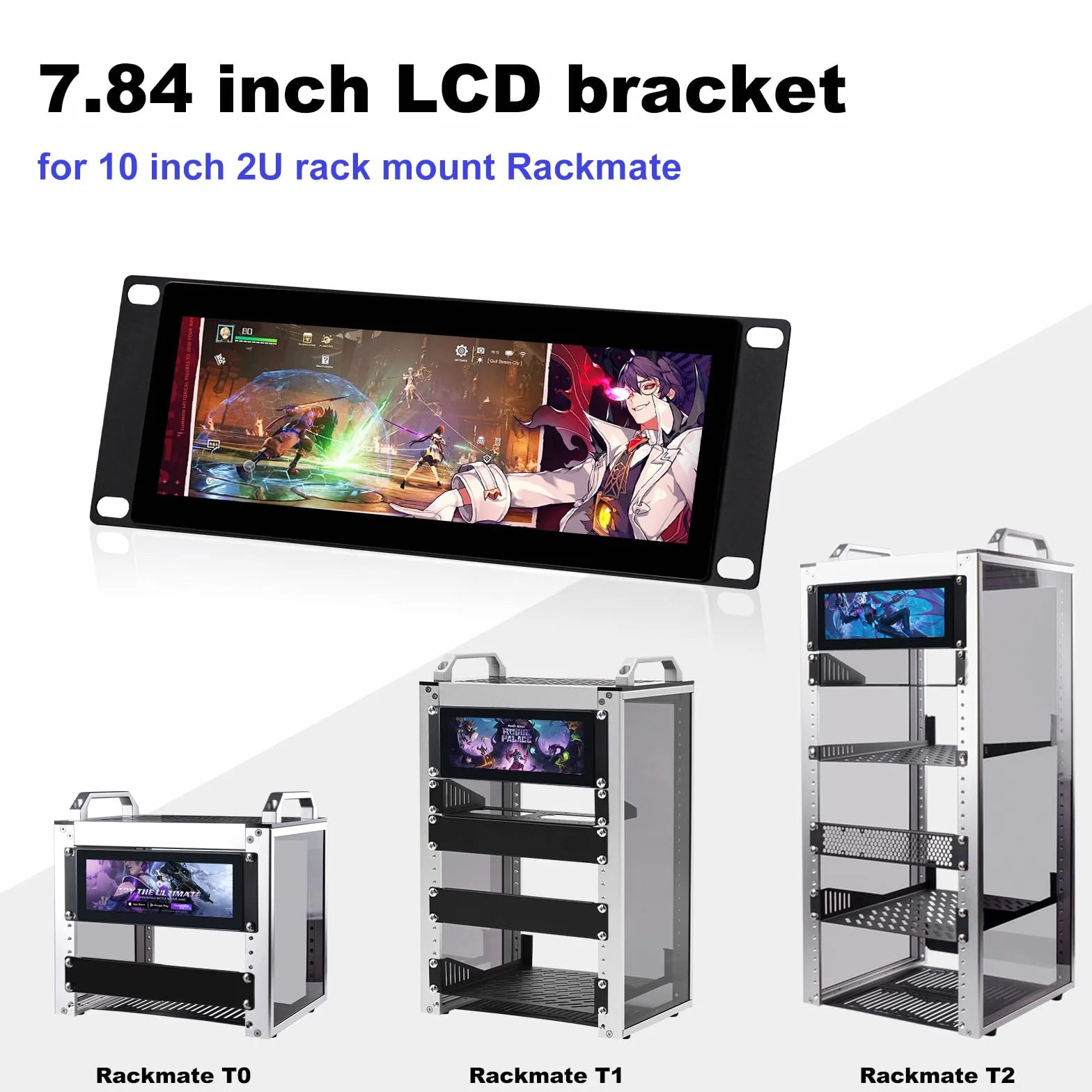 GeeekPi 7.84 calowy 1280 x 400 Pojemnościowy ekran dotykowy LCD Monitor do montażu na regał DeskPi RackMate T0/T1/T2 Szafka serwerowa