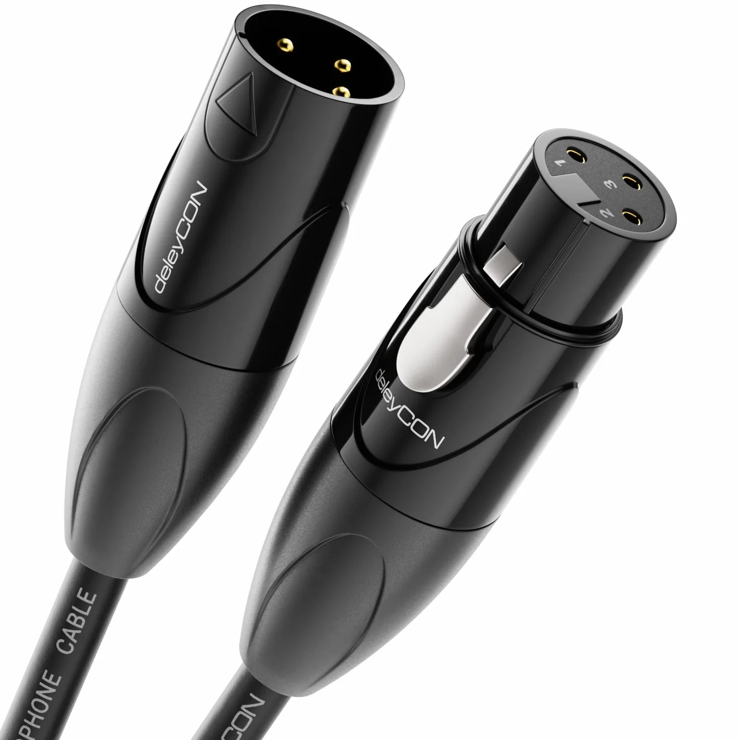 deleyCON 3,0m XLR Kabel Audio - Jakość Studyjna - z Czystej Miedzi OFC (AWG24) - Kabel Mikrofonowy z Eliminacją EMI i RFI - z Metalowym Zatrzaskiem i Pozłacanymi Stykami - 3-Biegunowy DMX