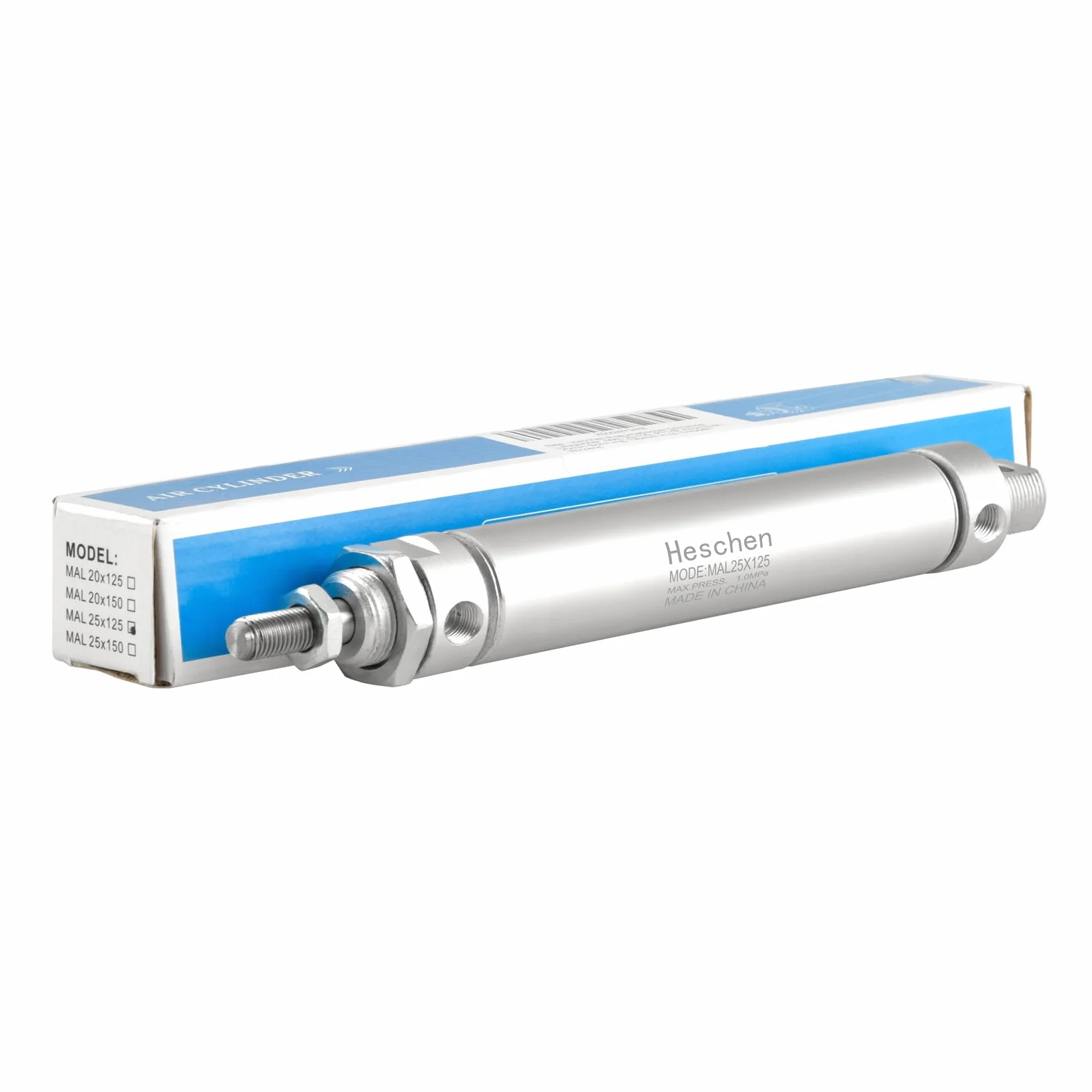 Heschen pneumatyczny wąski cylinder powietrza MAL 25-125 Port PT1/8 25 mm otwór 125 mm skokowy podwójne działanie