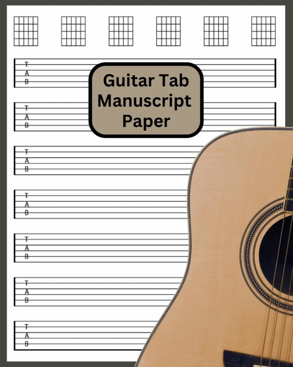 Guitar Tab Manuscript Paper: Blank Guitar Tablature Notebook