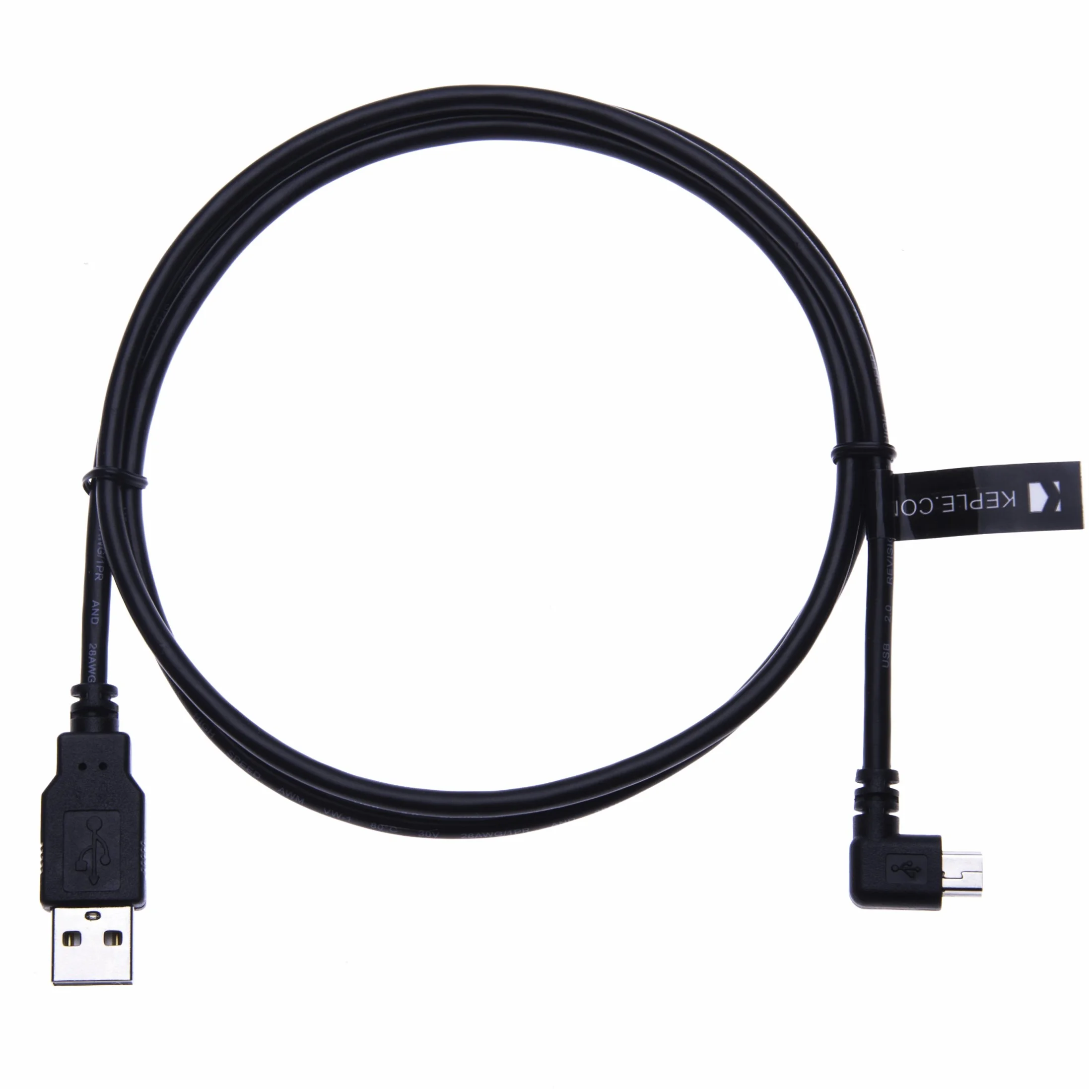 Kabel mini USB 90 stopni, kompatybilny z TomTom Start 25 m, TomTom ONE 30 Series, IQR, nowy (v2, v3), nawigacja satelitarna, system nawigacji satelitarnej w samochodzie, czarny