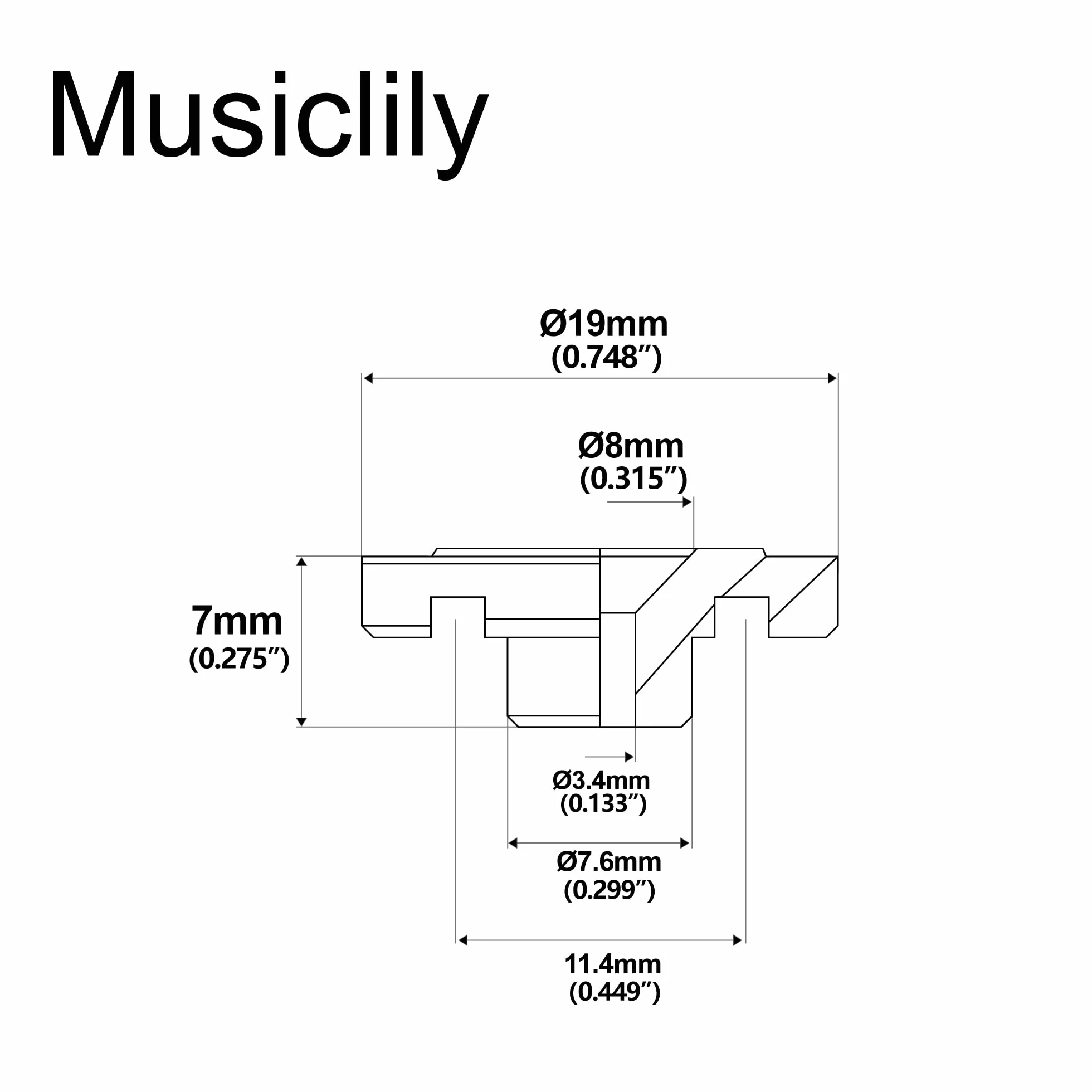 Musiclily Pro Okrągły Vintage Stalowy Docisk Strun Basu do Gitary Basowej Jazz Bass/Precision Bass, Czarny
