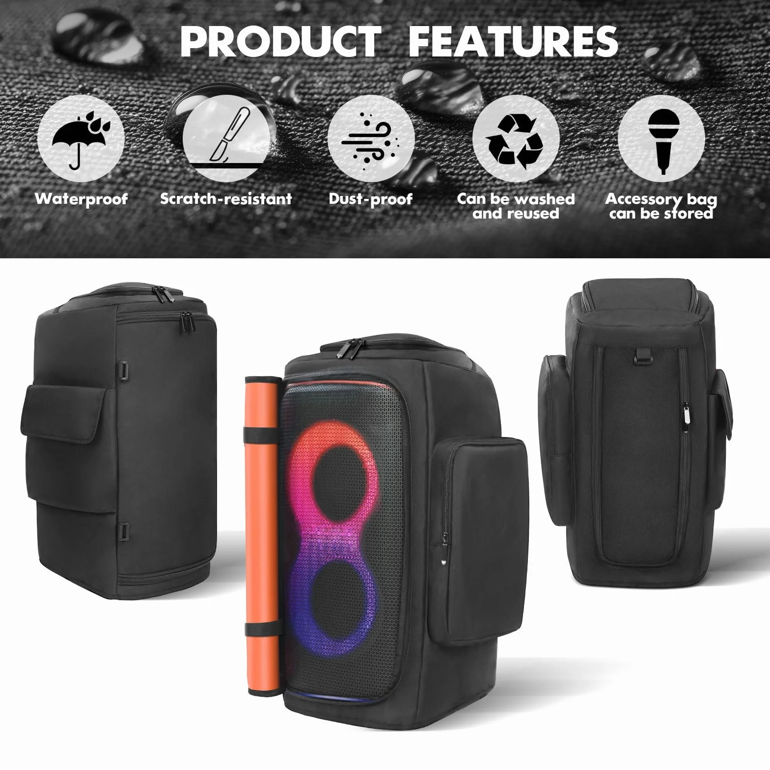 Etui na głośnik, kompatybilne z JBL PartyBox 110/120, przenośny głośnik, outdoor, impreza, podróż, ochrona przed kurzem, torba do przechowywania z kieszeniami do JBL PartyBox Club 120 i