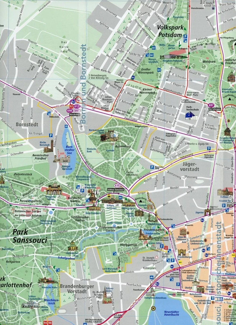 Potsdam. Der illustrierte Stadtplan: Mit Stadtrundgang durch die historische Altstadt. Mit Detailplänen der Parks