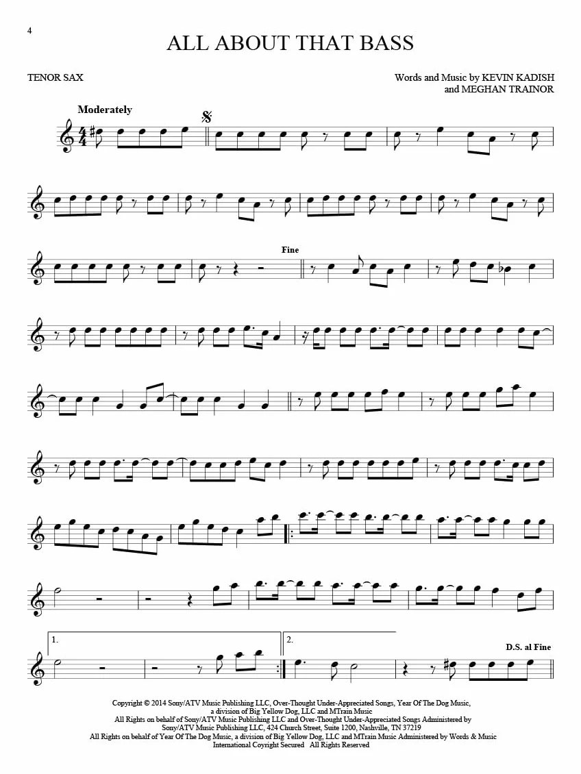 101 hit songs - saxophone tenor: For Tenor Sax
