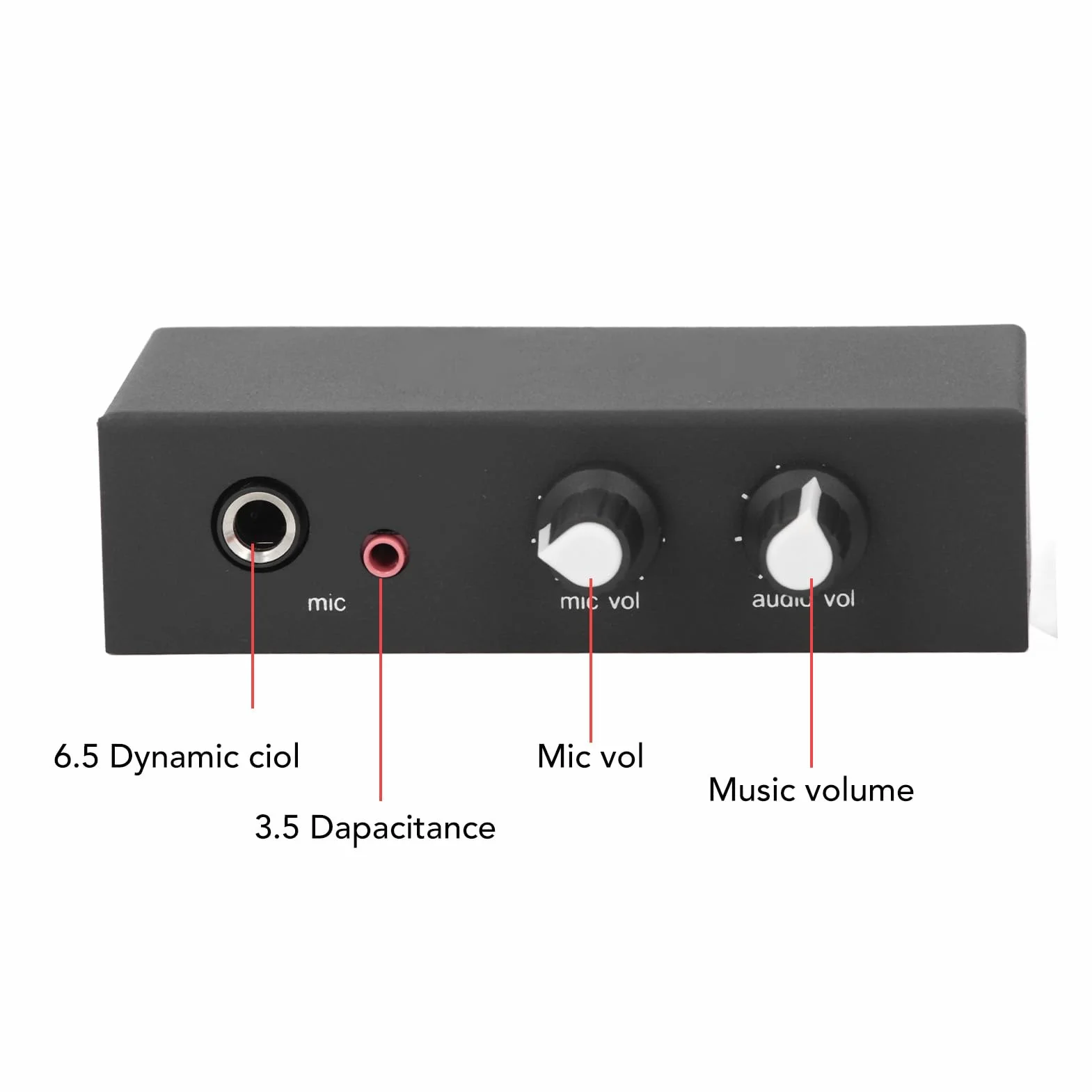 Przedwzmacniacz Mikrofonowy, 6,5 Mm Mikrofon 3,5 Mm Wzmacniacz Miksujący muzykę, Mikrofon Mikser Muzyczny Rejestrator Przedwzmacniacz Mikrofonowy z Niezależnym Pokrętłem DC 5–12 V