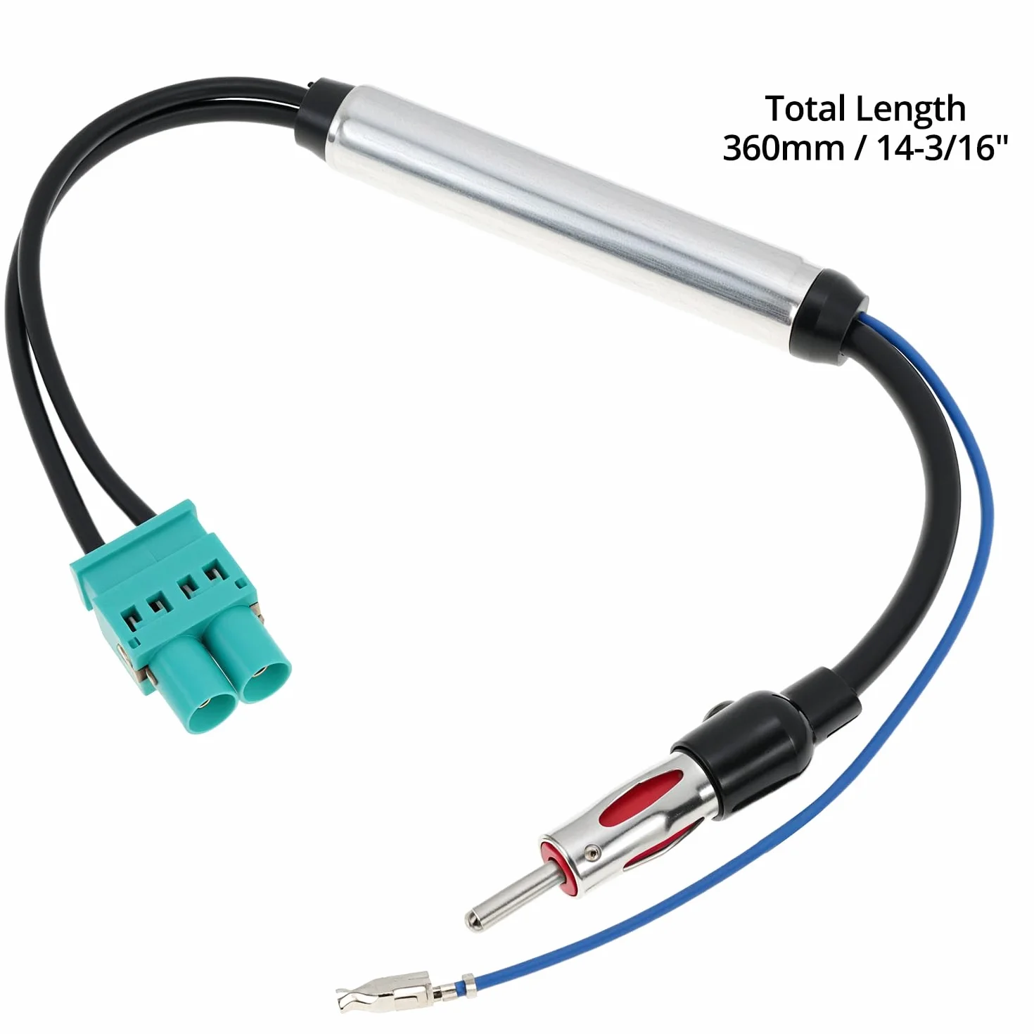QWORK Wzmacniacz sygnału samochodowego, podwójny adapter Fakra na złącze DIN, adapter anteny samochodowej, kompatybilny z VW Touareg i Porsche Cayenne