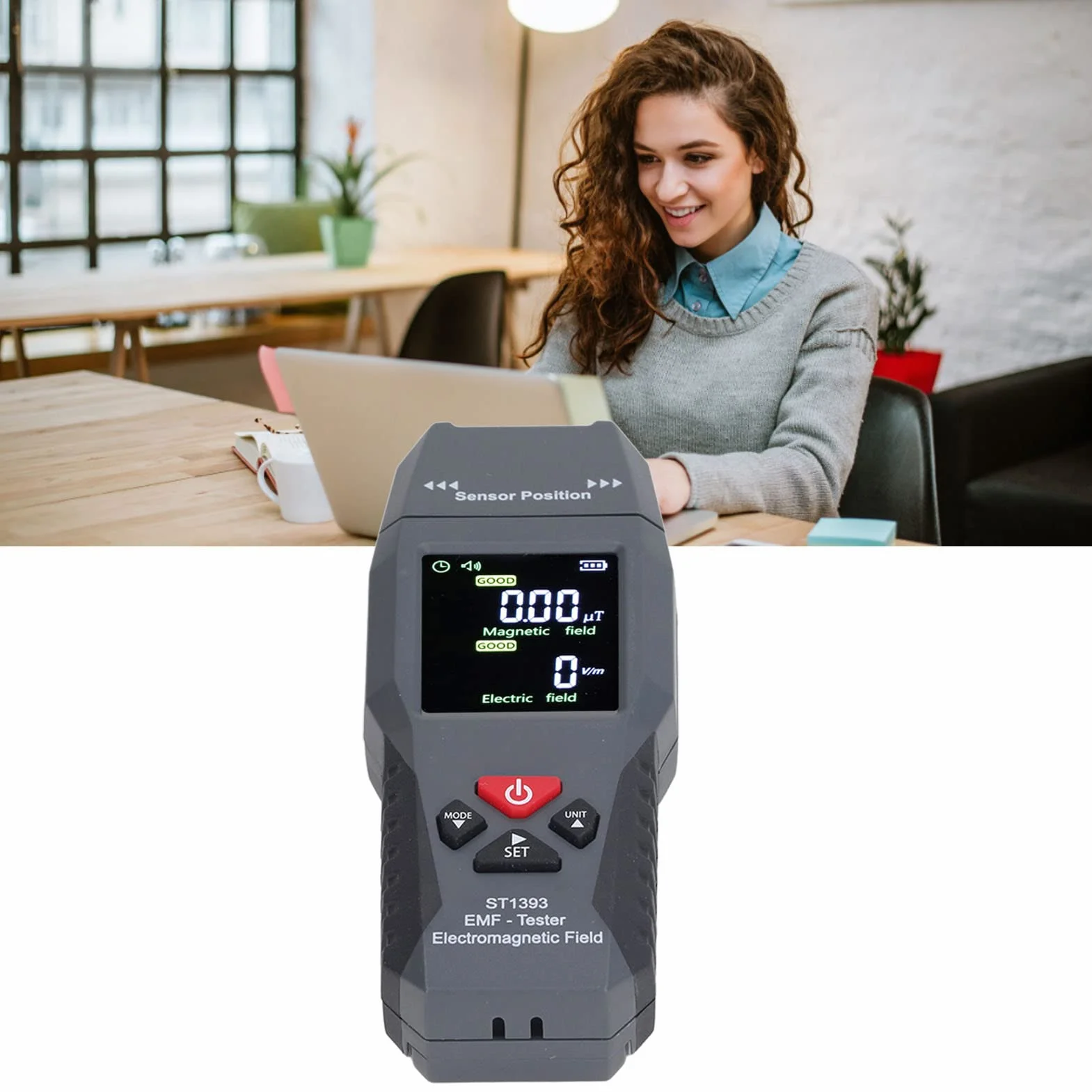 Miernik EMF, Podwójna detekcja Pola magnetyczne 20Hz-300Hz Czujka pochłaniania Podwójny dźwiękowy alarm wizualny Pole elektromagnetyczne Detektor promieniowania dla domu
