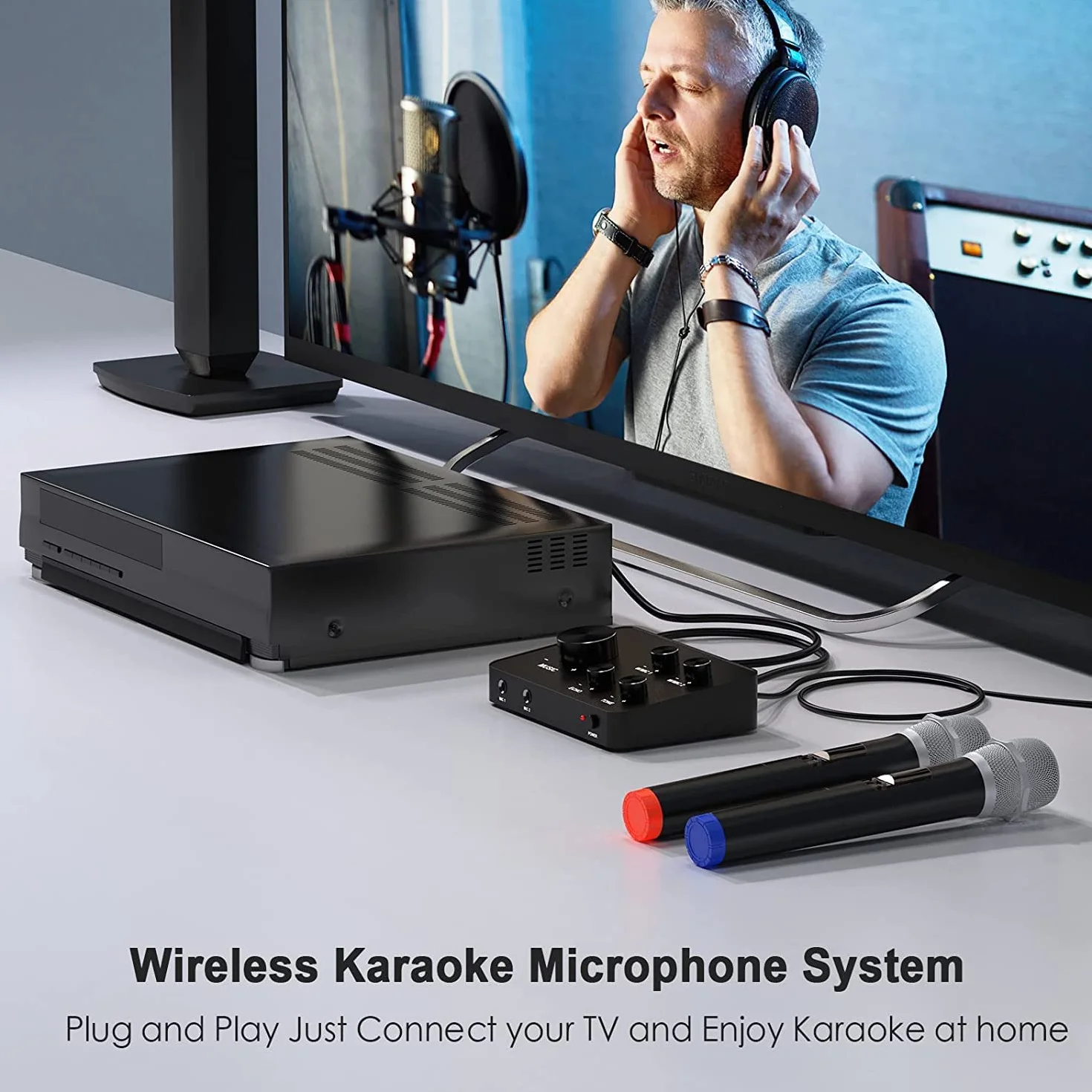 Bezprzewodowy mikrofon karaoke UHF Dual Portable Micro Bluetooth systemy mikrofonowe do karaoke, TV, PC, imprezy, DJ, głośnik, spotkanie, kościół, ślub, 100FT